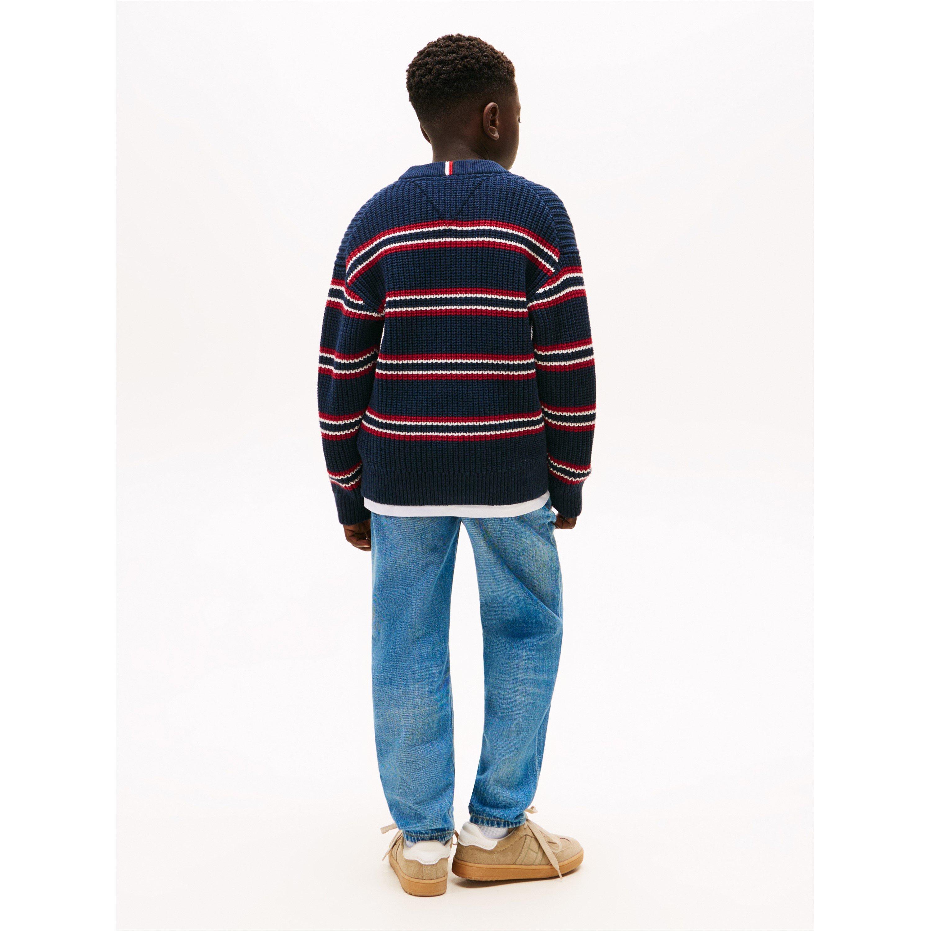Azul Marinho Multicolorido 0A4 - Tommy Hilfiger - Kids' Crew Neck Jumper - 4
