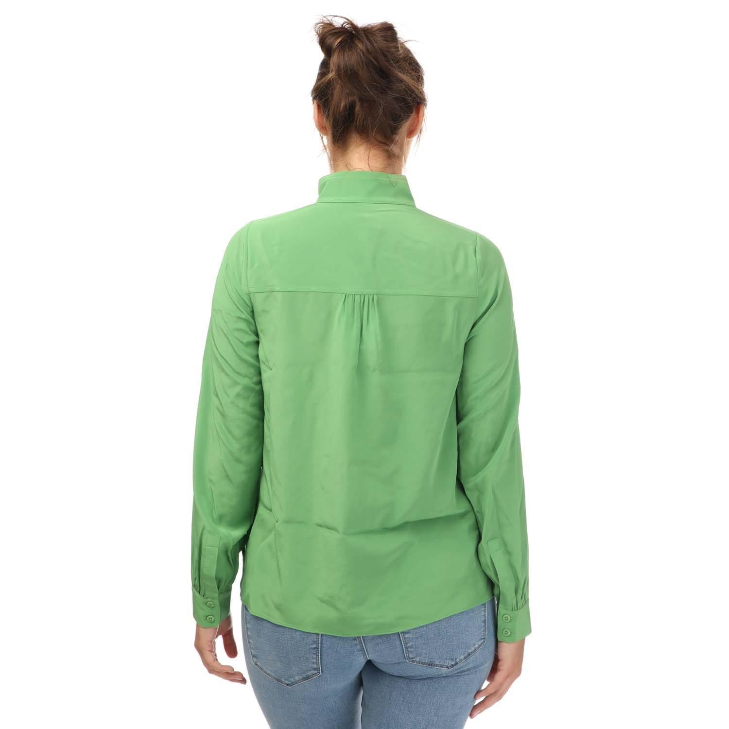 Green - Ted Baker - Marylou Silk Shirt With Stand Collar - 2