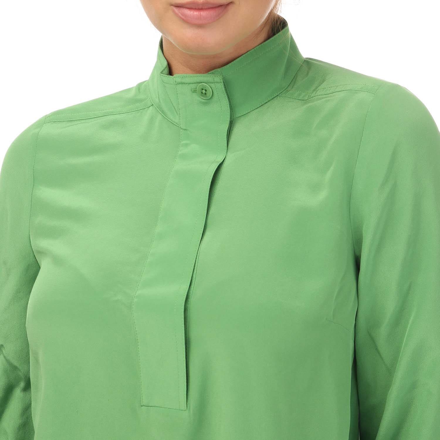 Green - Ted Baker - Marylou Silk Shirt With Stand Collar - 3