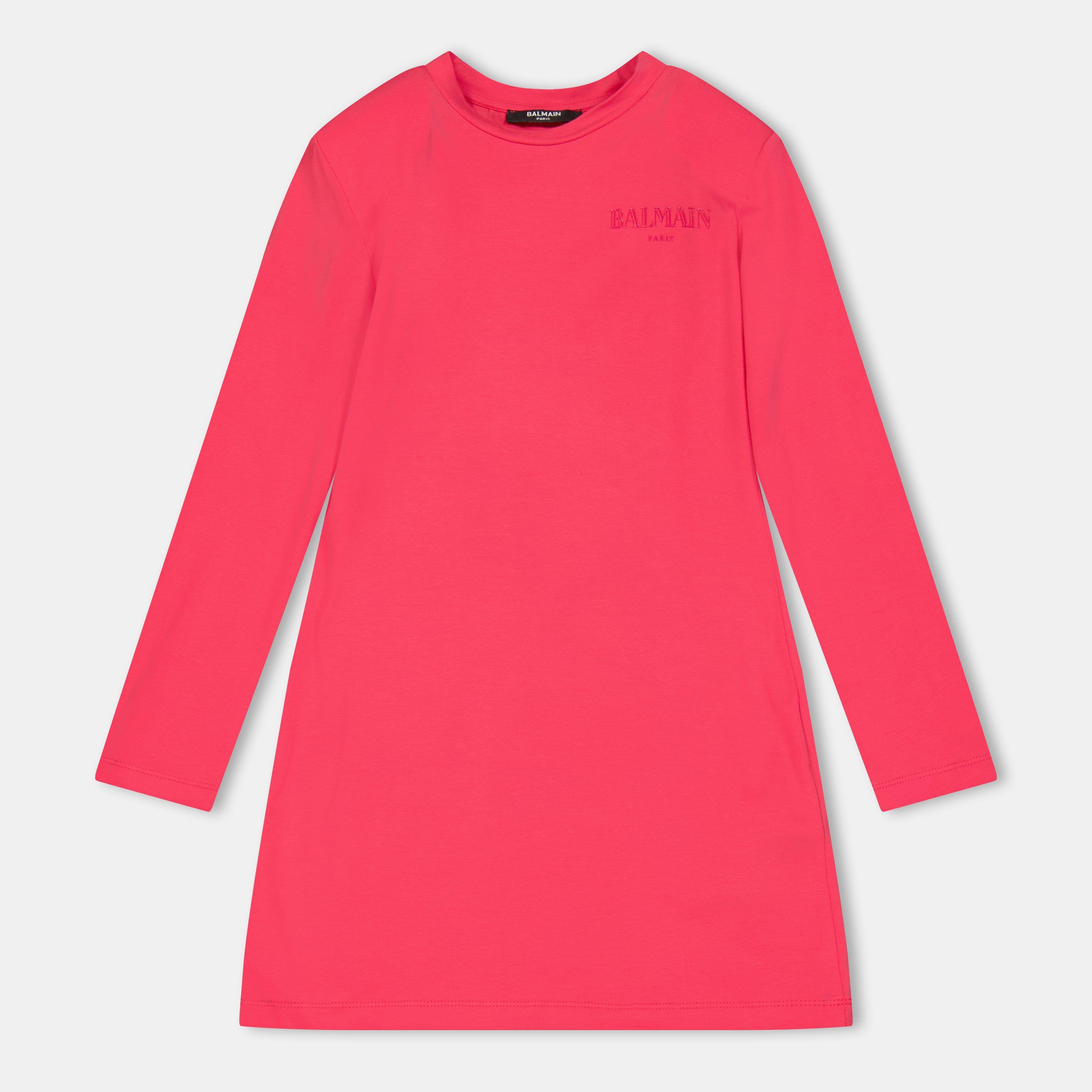 Balmain Kids' Logo Mini Dress - Pink 50ERO - Size 10Y