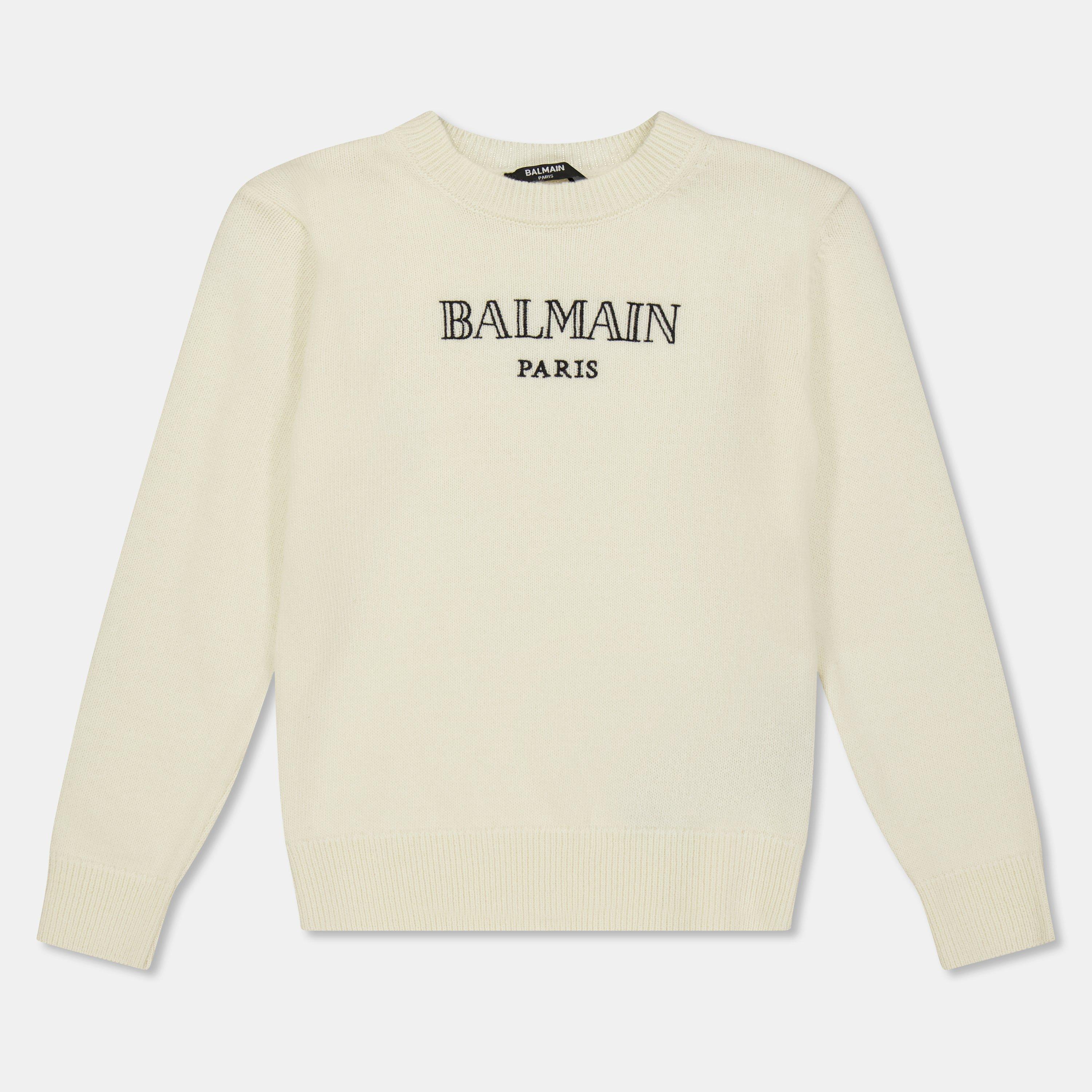 Cream 102NE - Balmain - Unisex Kids' Logo Knitted Top - 1