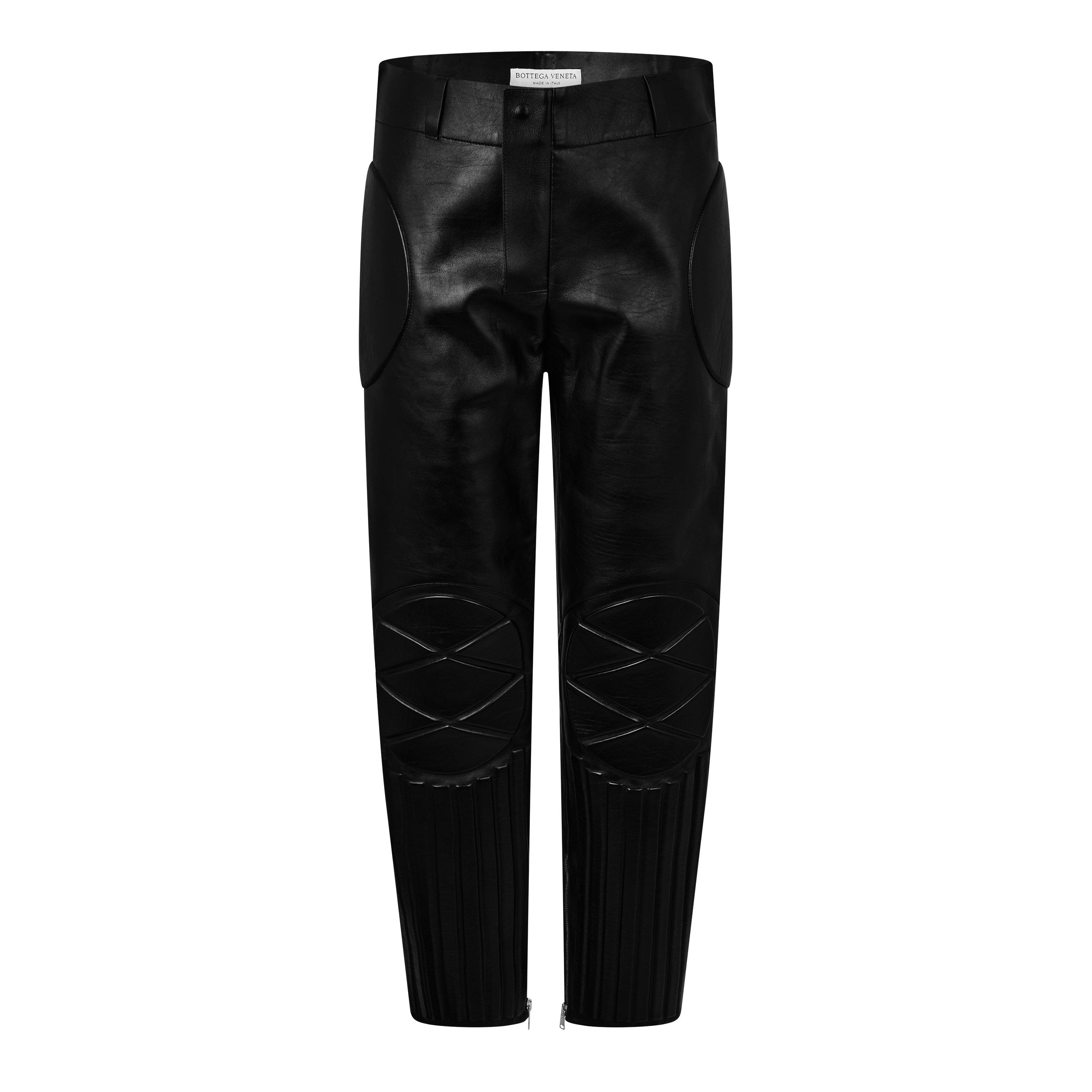 Nero - Bottega Veneta - Women's Leather/PU Trousers - 1