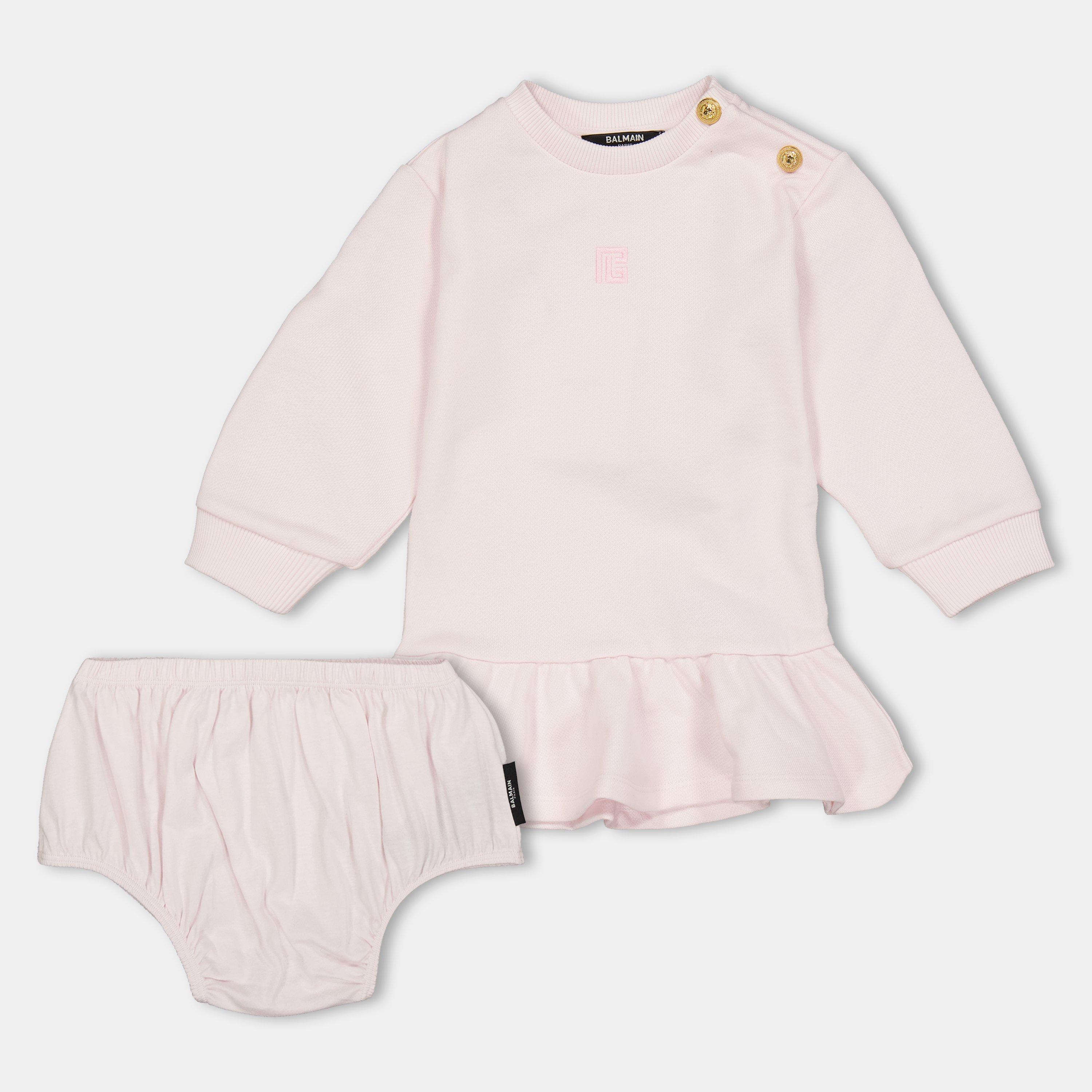 Pink 500OR - Balmain - Kids' Logo Knit Jumper Dress - 1
