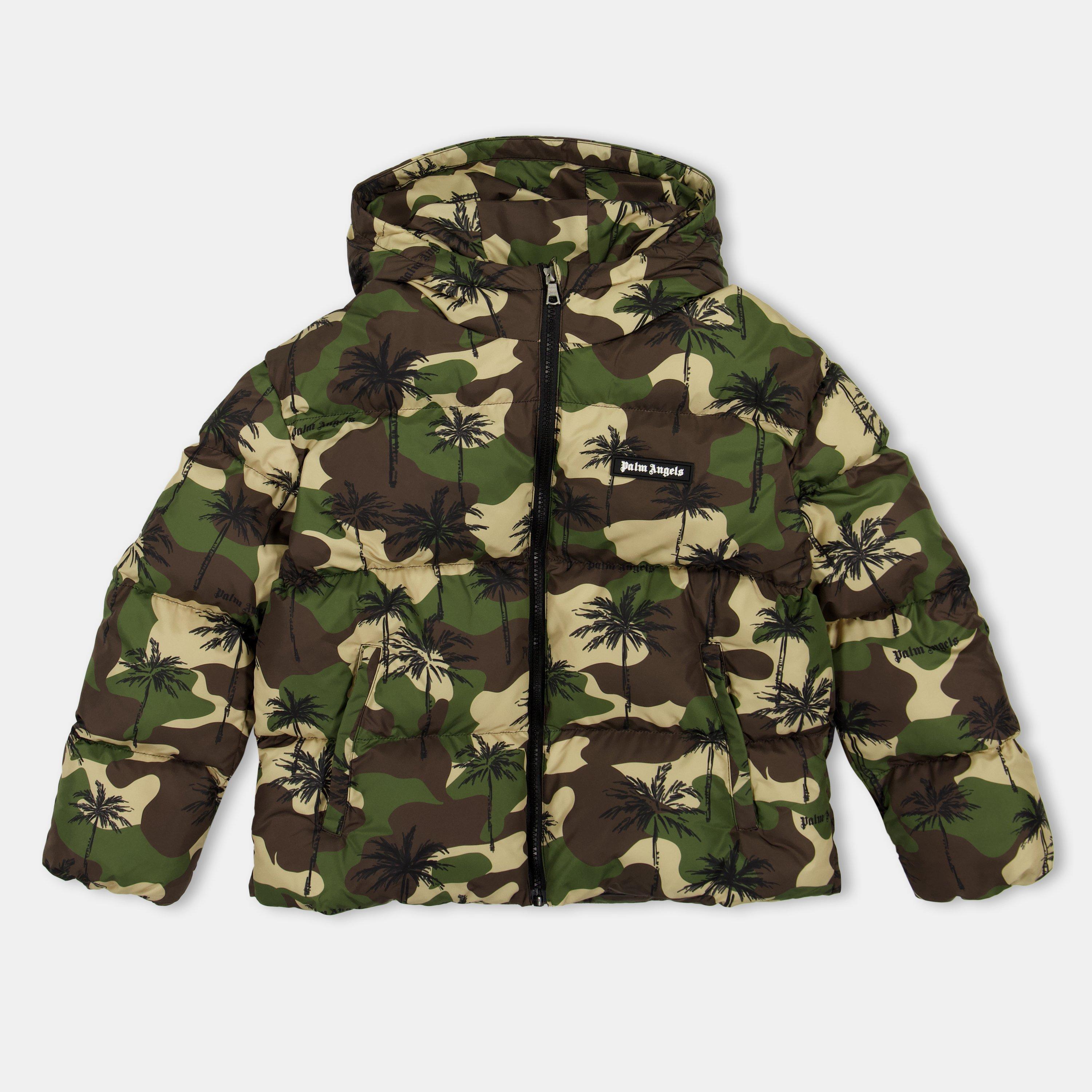Palm Angels  Kids ' Logo Cropped Insulated Short Puffer Jacket - Camo 8403 - 10Y