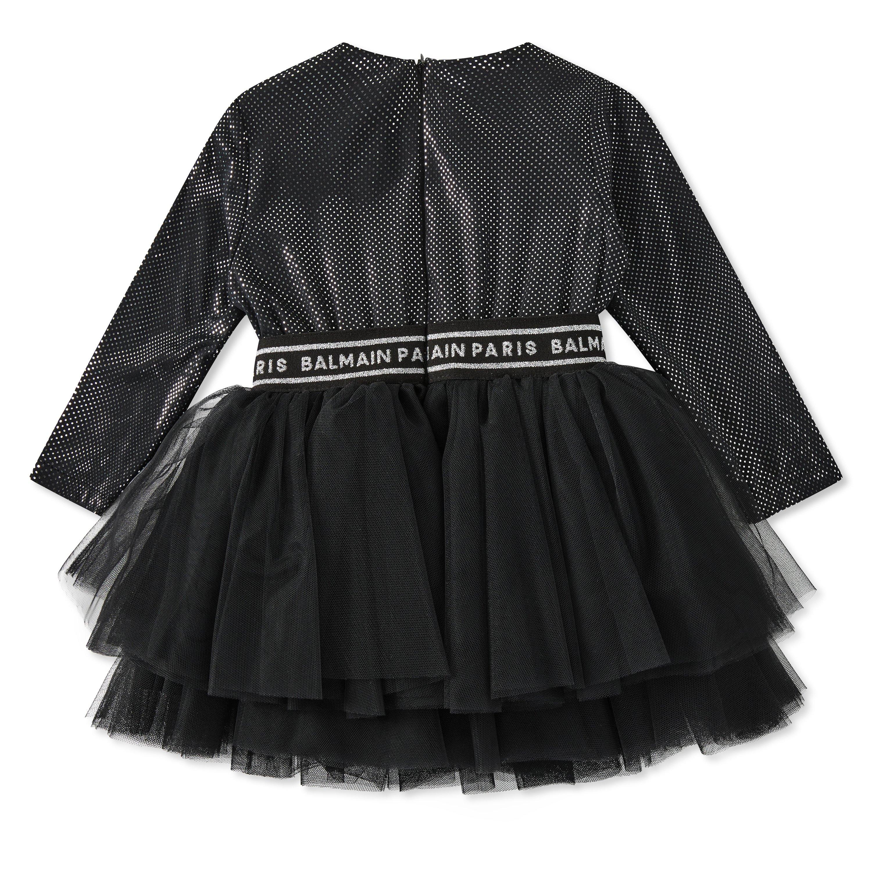 black/silver - Balmain - Kids' Logo Mini Dress - 2