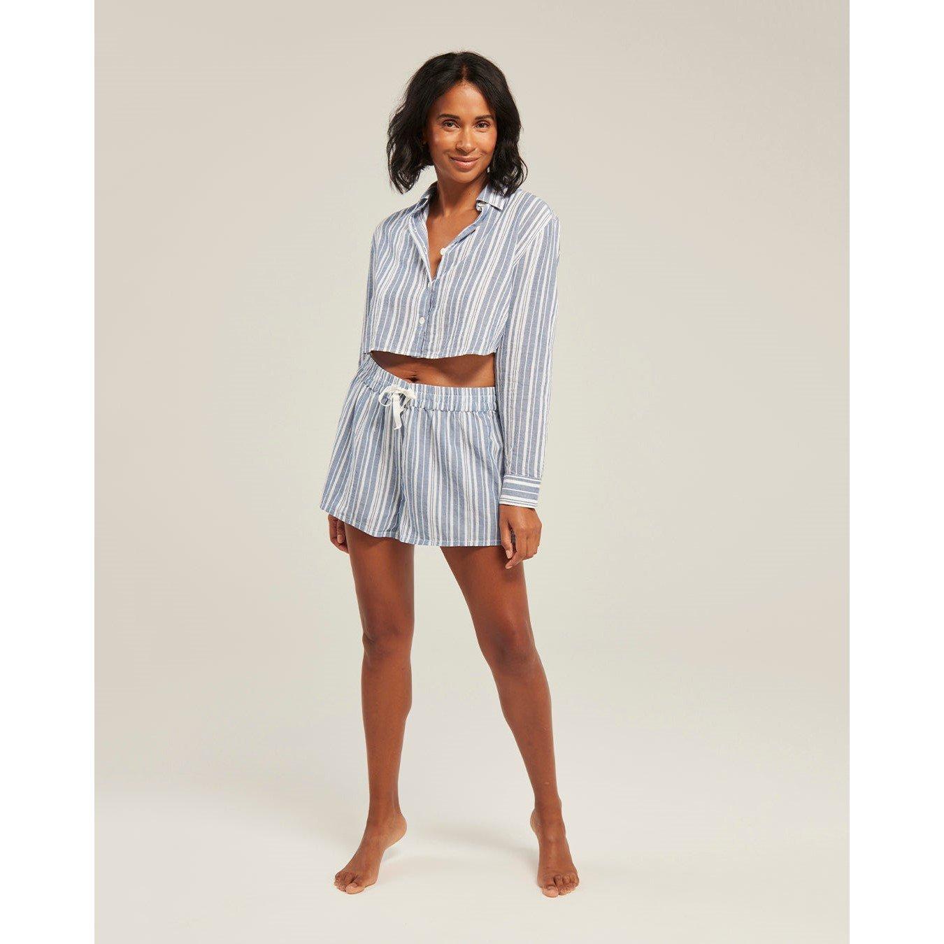 White/Navy - Nudea - THE CROPPED PJ SHIRT COTTON - 1