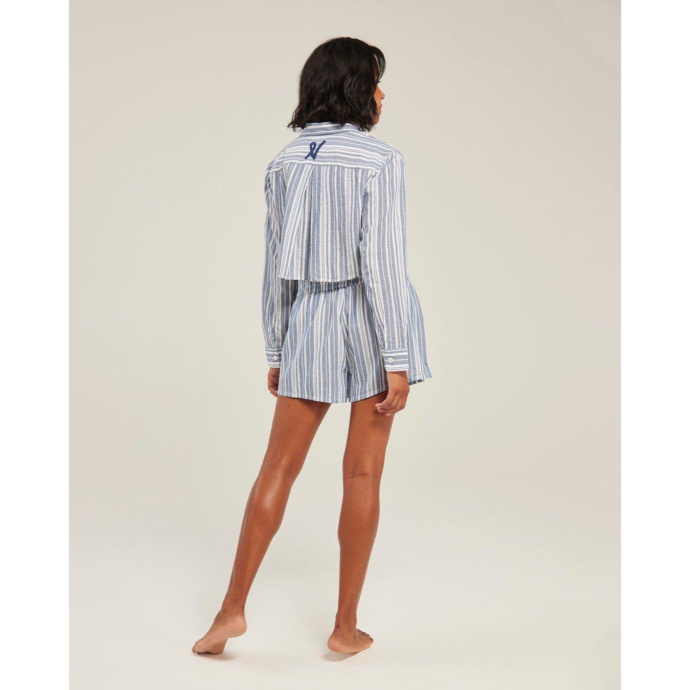 White/Navy - Nudea - THE CROPPED PJ SHIRT COTTON - 2