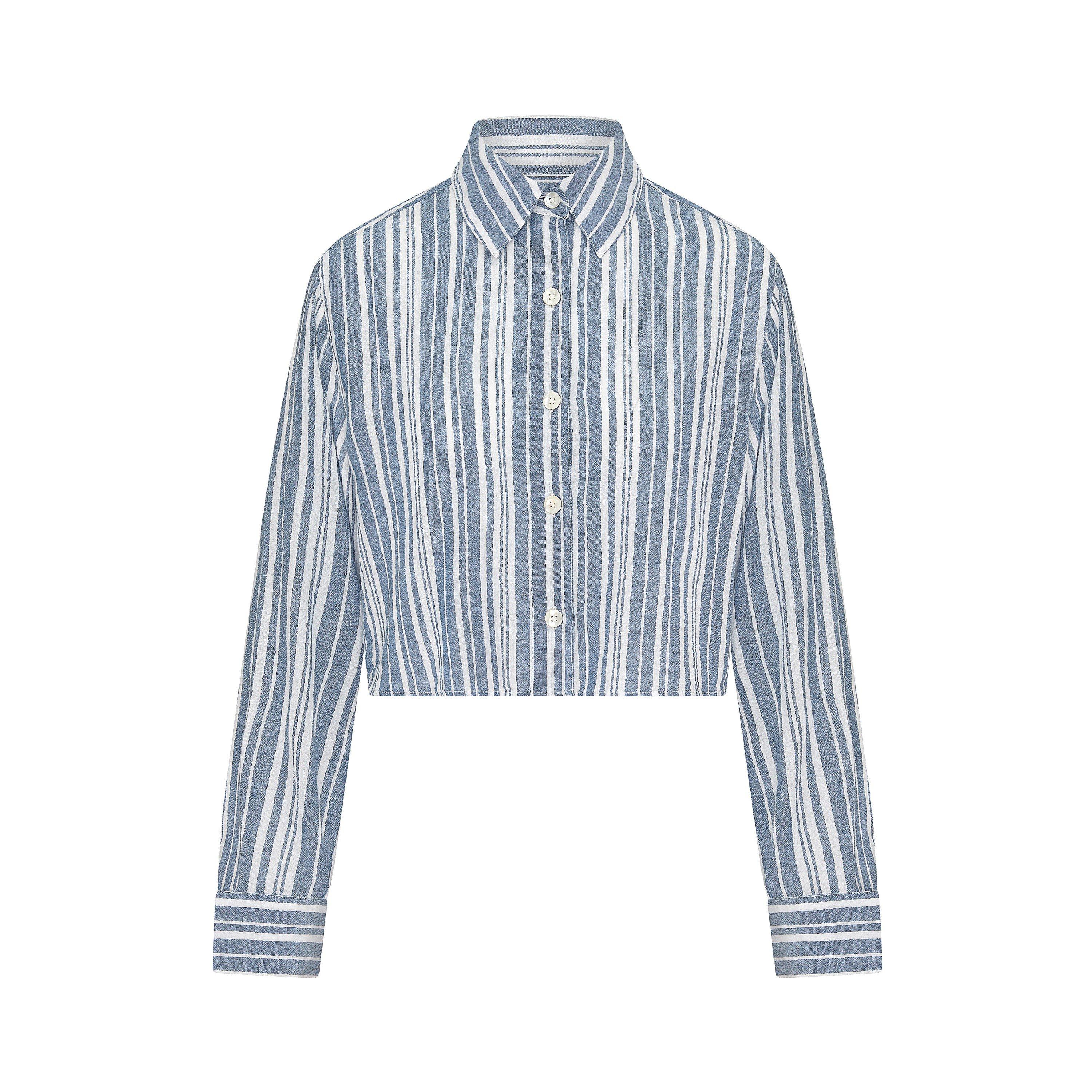 White/Navy - Nudea - THE CROPPED PJ SHIRT COTTON - 5