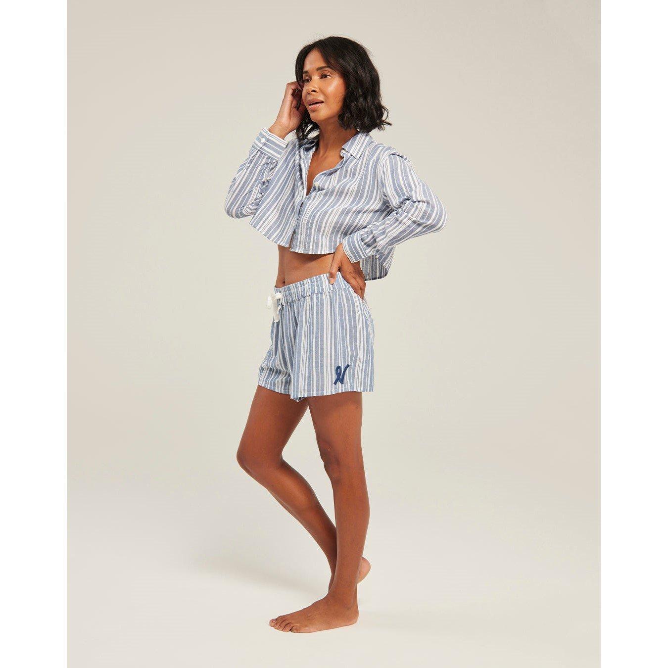 White/Navy - Nudea - THE CROPPED PJ SHIRT COTTON - 3