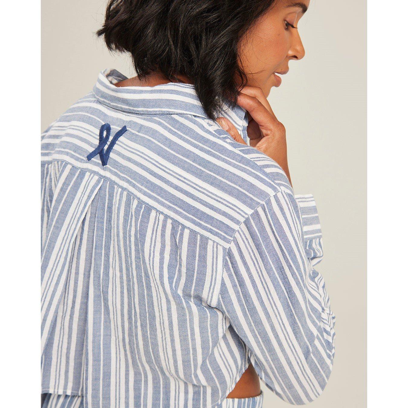 White/Navy - Nudea - THE CROPPED PJ SHIRT COTTON - 4