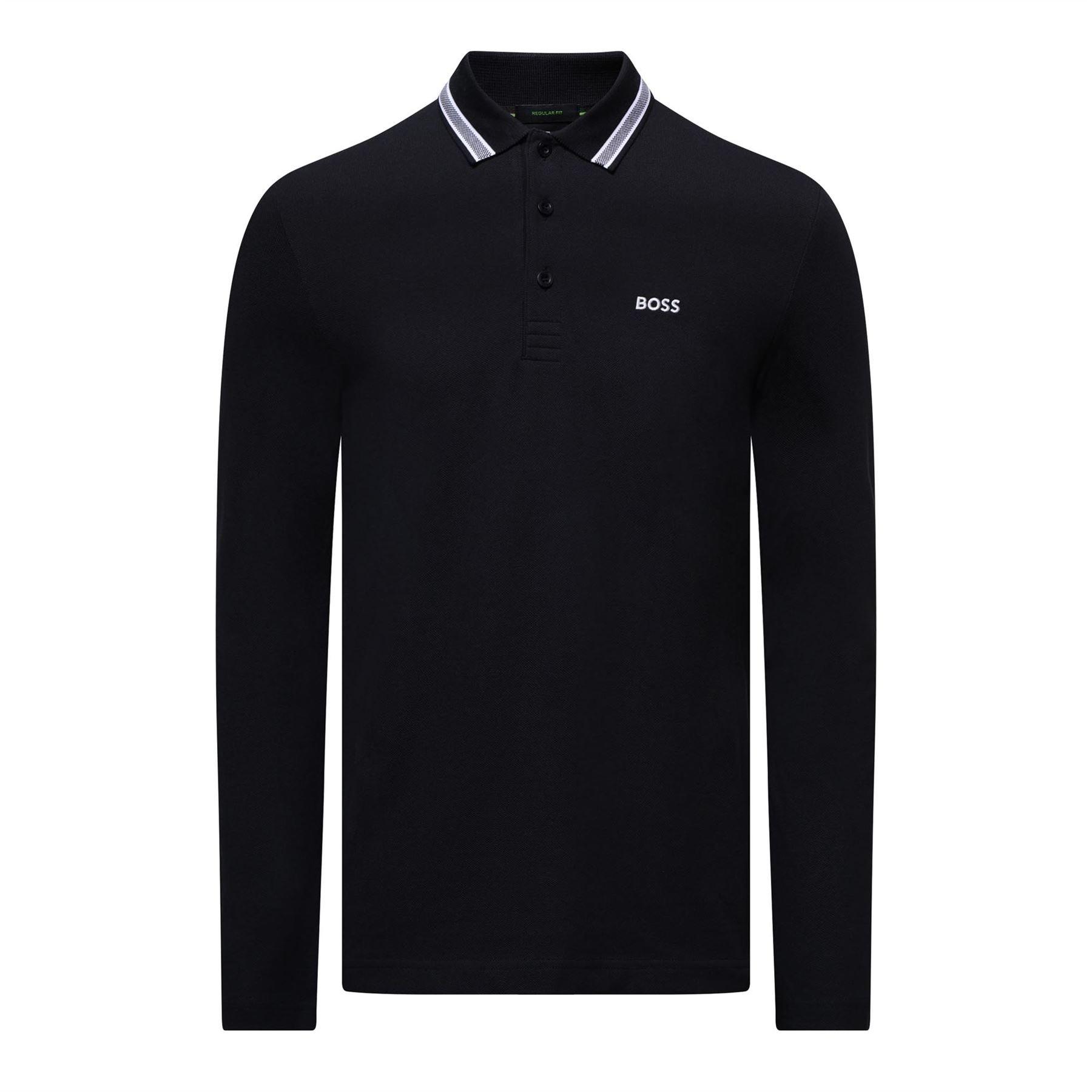 Dark Blue - Boss - Plisy Long Sleeve Cotton Piqu¿ Polo Shirt - 1