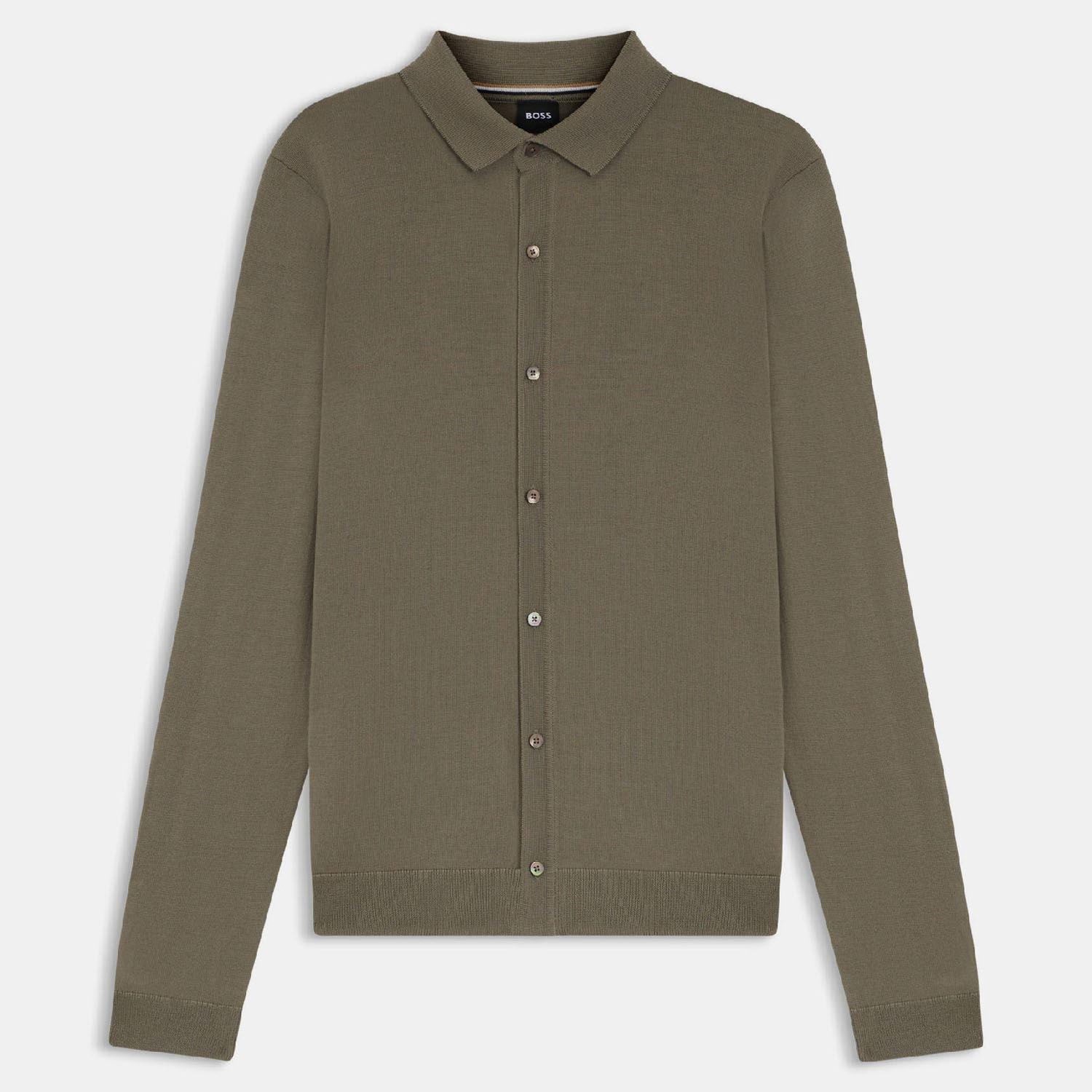 Brown - Boss - Helbert Regular Fit Shirt in Virgin Wool - 1