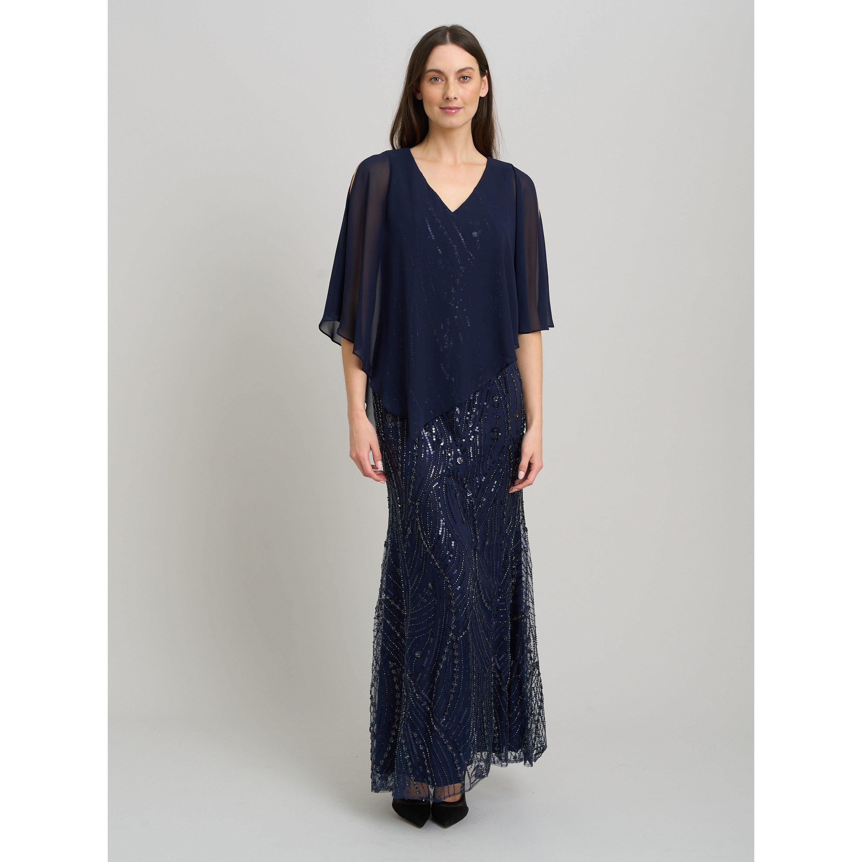 Navy - Gina Bacconi - Leslie Embellished Maxi Dress - 1