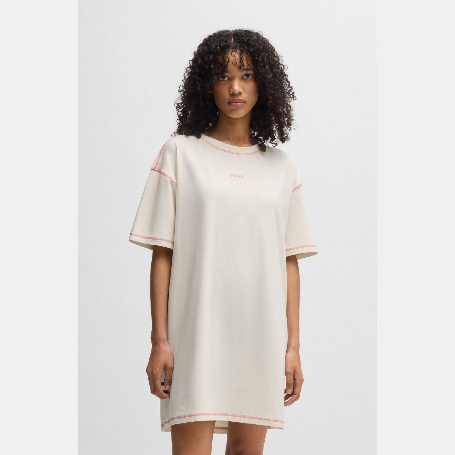 Natural - Hugo - Stretch Cotton Night Dress with Contrast Logo - 2