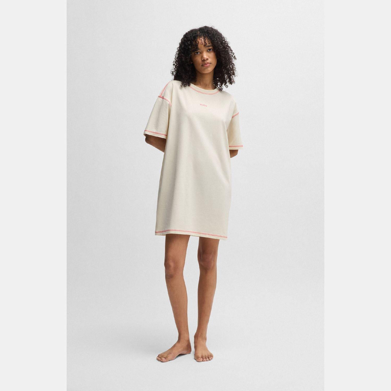 Natural - Hugo - Stretch Cotton Night Dress with Contrast Logo - 4