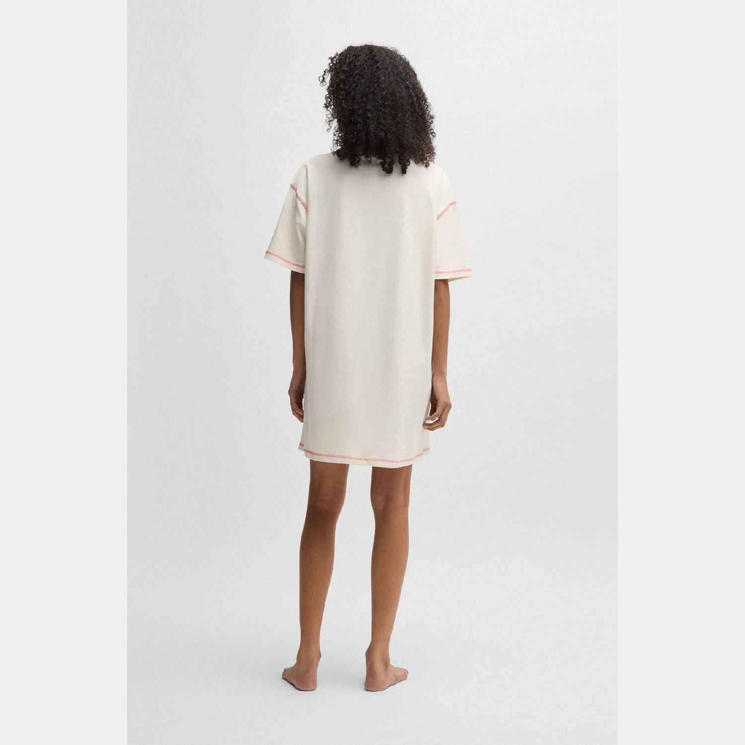 Natural - Hugo - Stretch Cotton Night Dress with Contrast Logo - 5