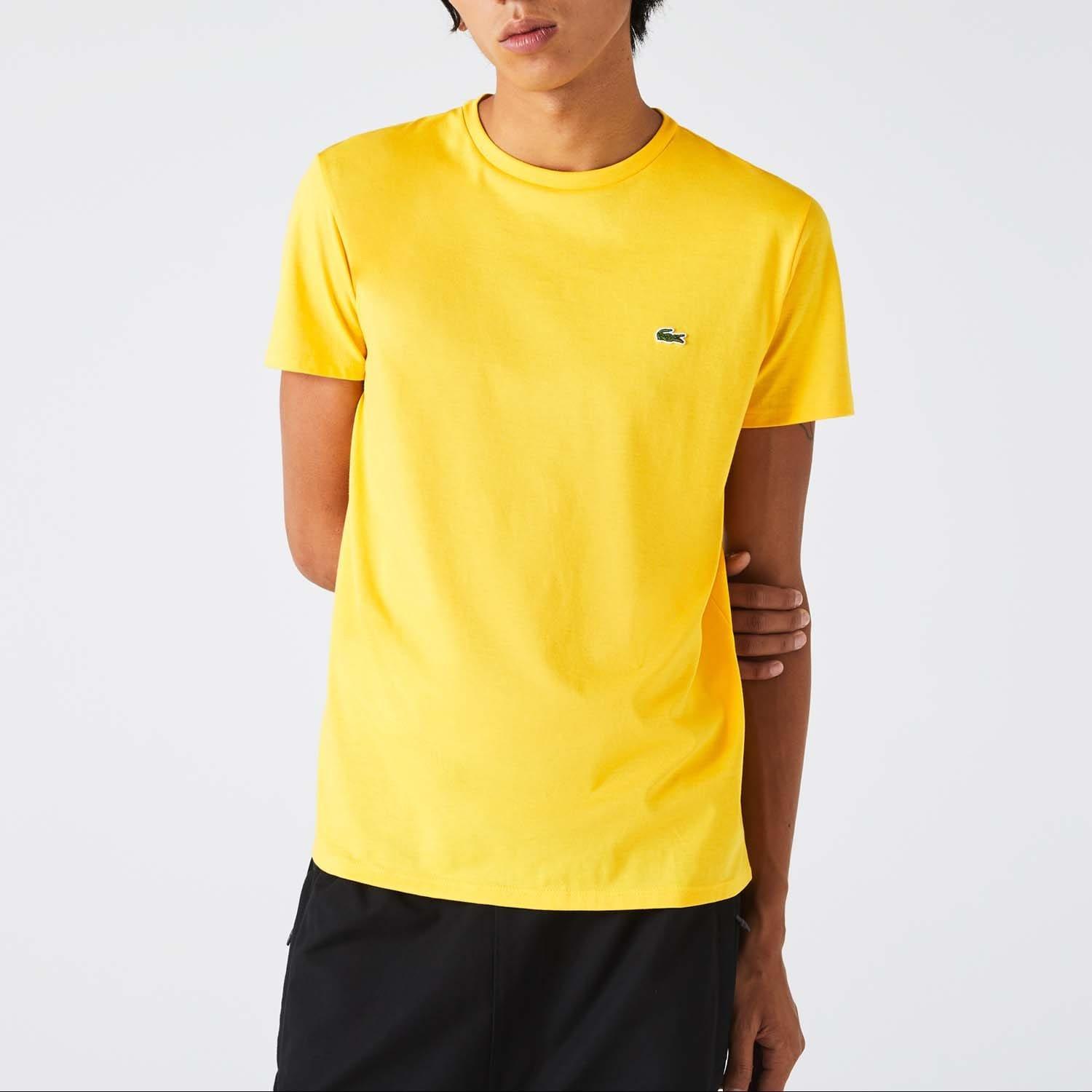 Yellow - Lacoste - Crew Neck Pima Cotton Jersey T-Shirt - 1