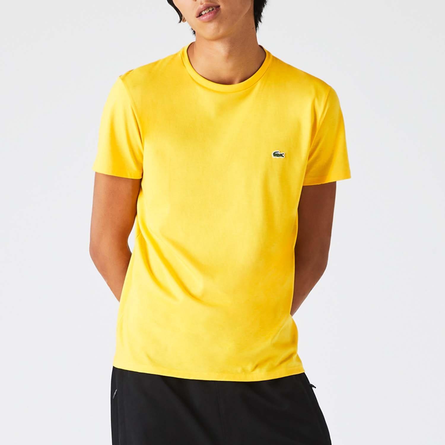 Yellow - Lacoste - Crew Neck Pima Cotton Jersey T-Shirt - 3