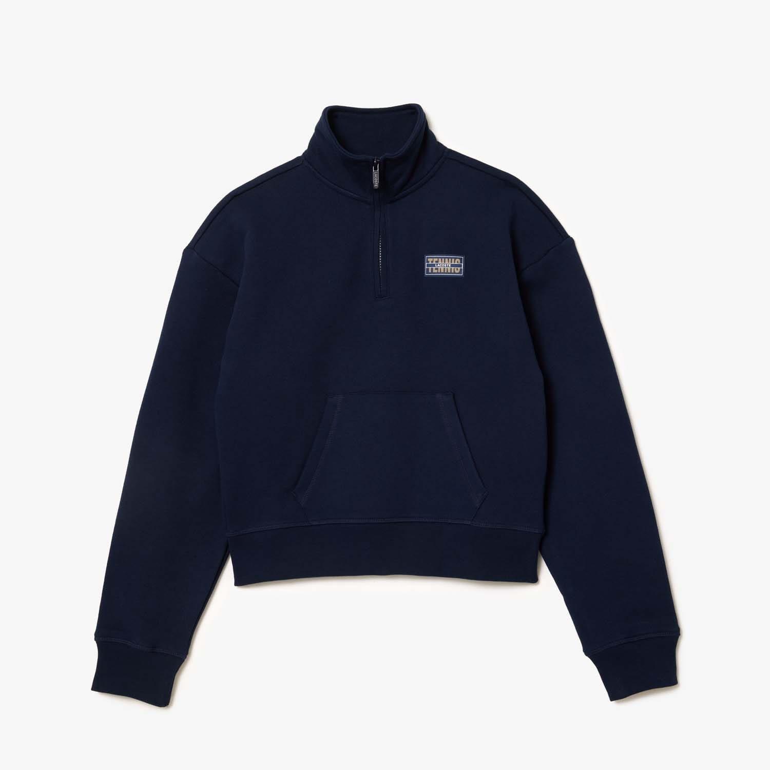 Blue - Lacoste - High Neck Zipped Fleece Jogger Sweatshirt - 3