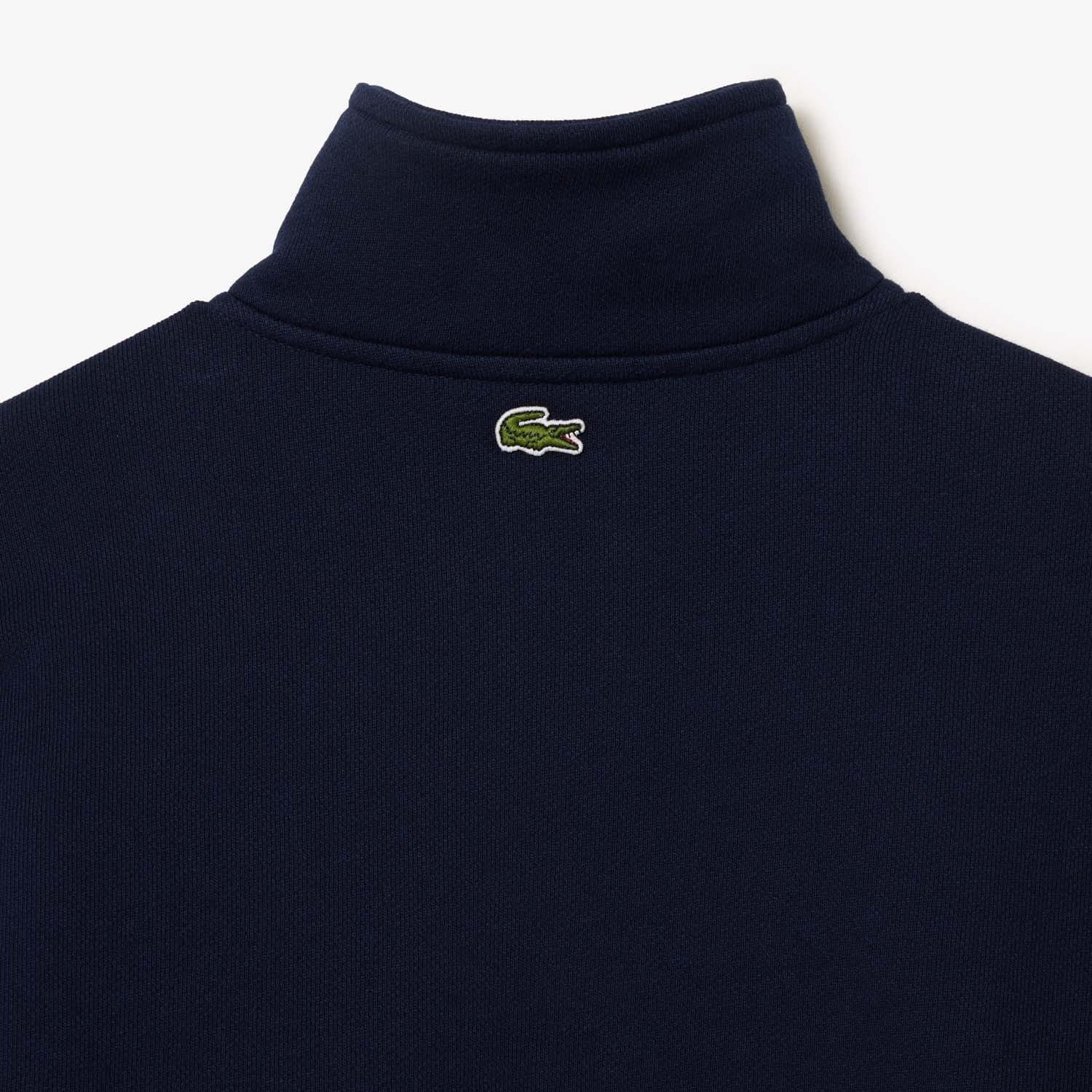 Blue - Lacoste - High Neck Zipped Fleece Jogger Sweatshirt - 4