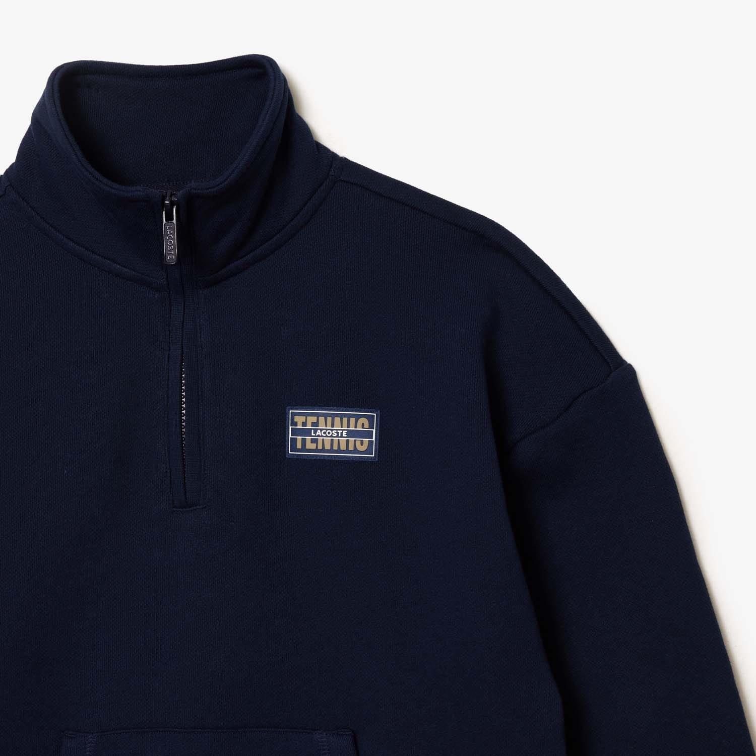 Blue - Lacoste - High Neck Zipped Fleece Jogger Sweatshirt - 5