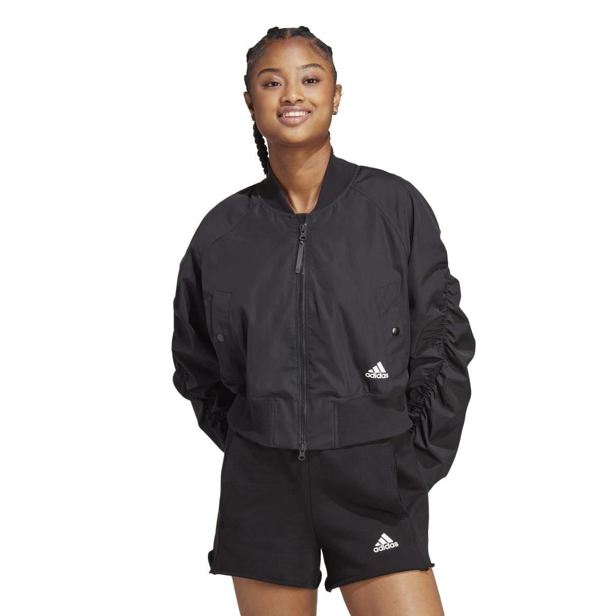 Black - adidas - Women's Collective Power Bomber Water-Repellent Loose Fit Softshell Jacket - 3