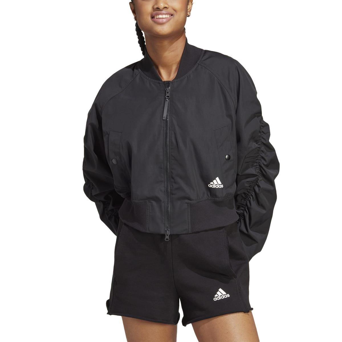 Black - adidas - Women's Collective Power Bomber Water-Repellent Loose Fit Softshell Jacket - 4