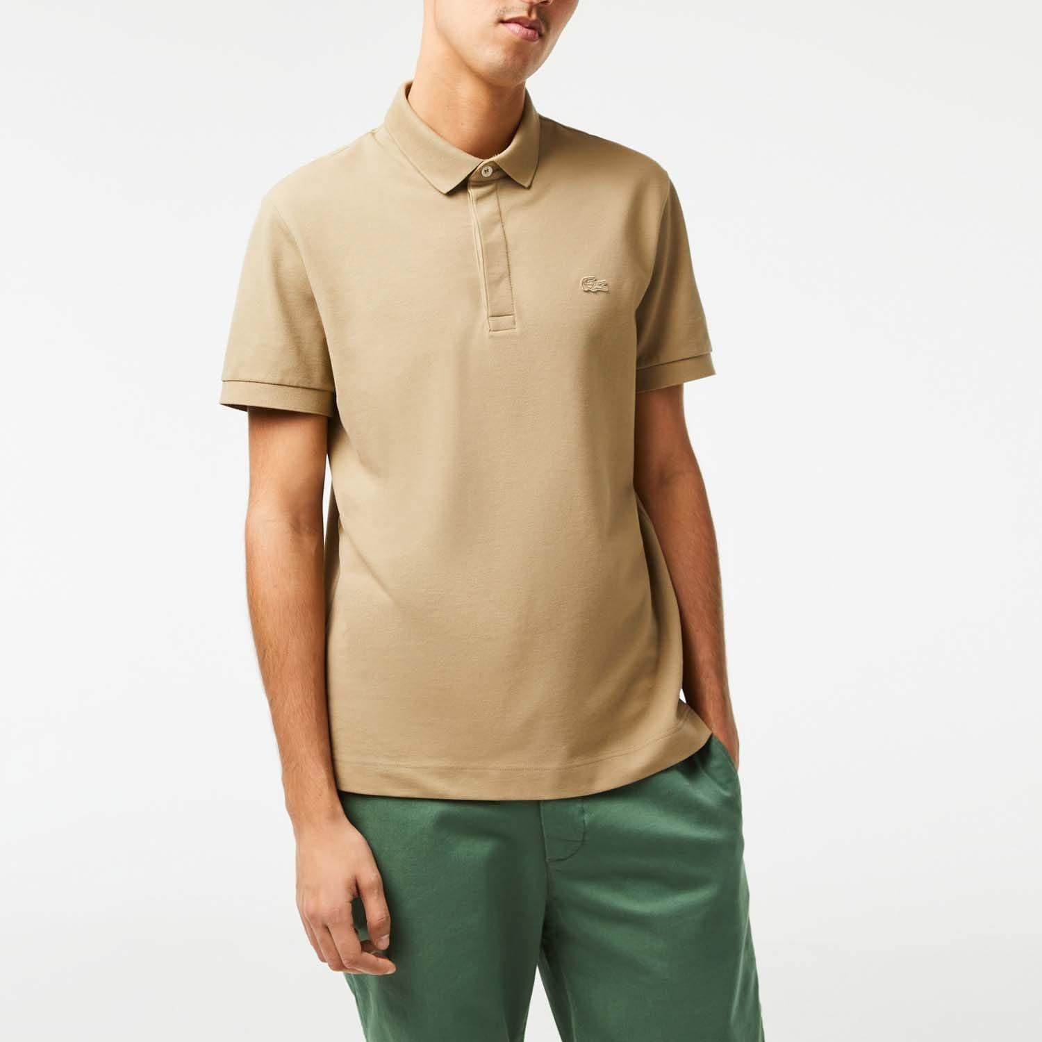 Beige - Lacoste - Regular Fit Paris Stretch Piqu¿ Polo Shirt - 1