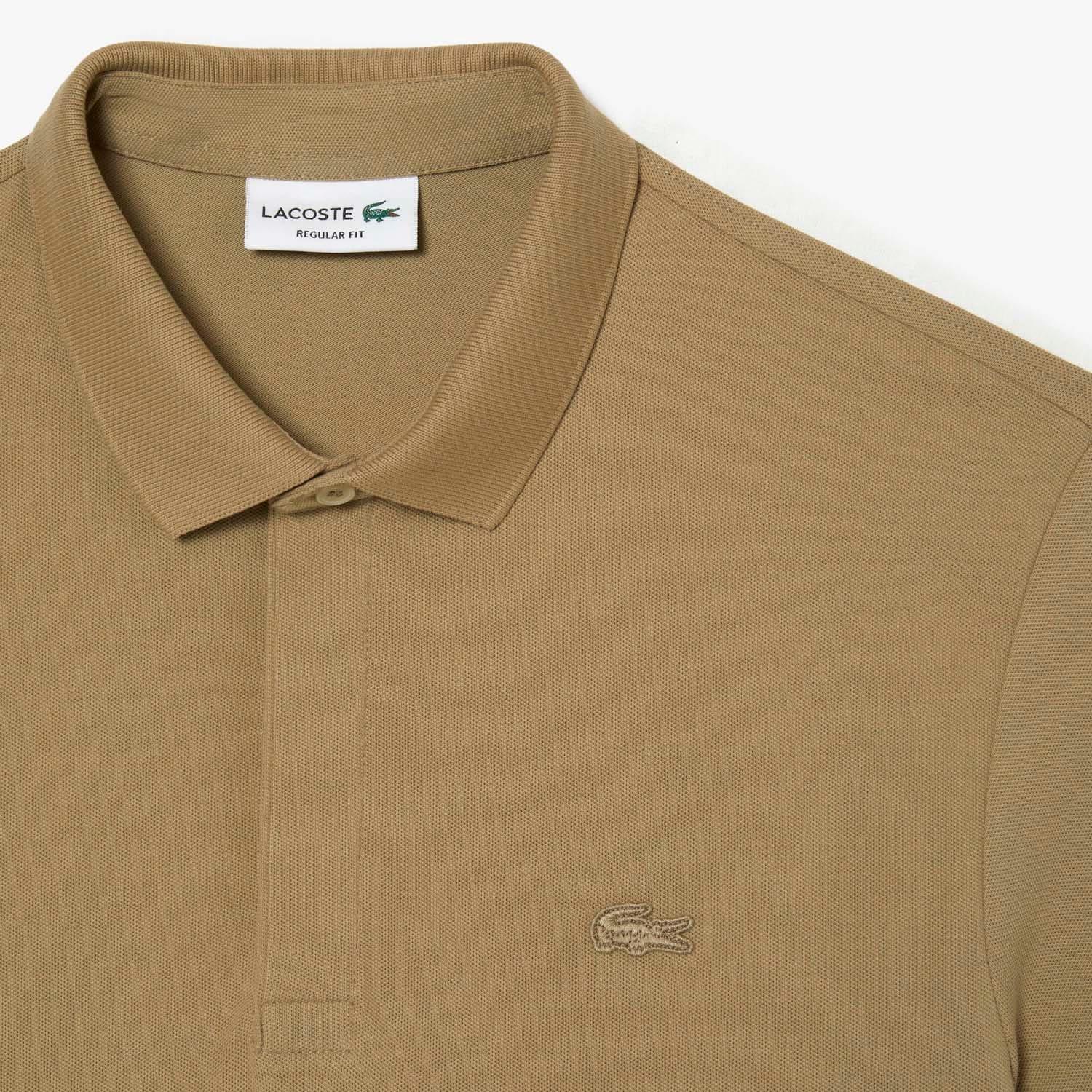 Beige - Lacoste - Regular Fit Paris Stretch Piqu¿ Polo Shirt - 4