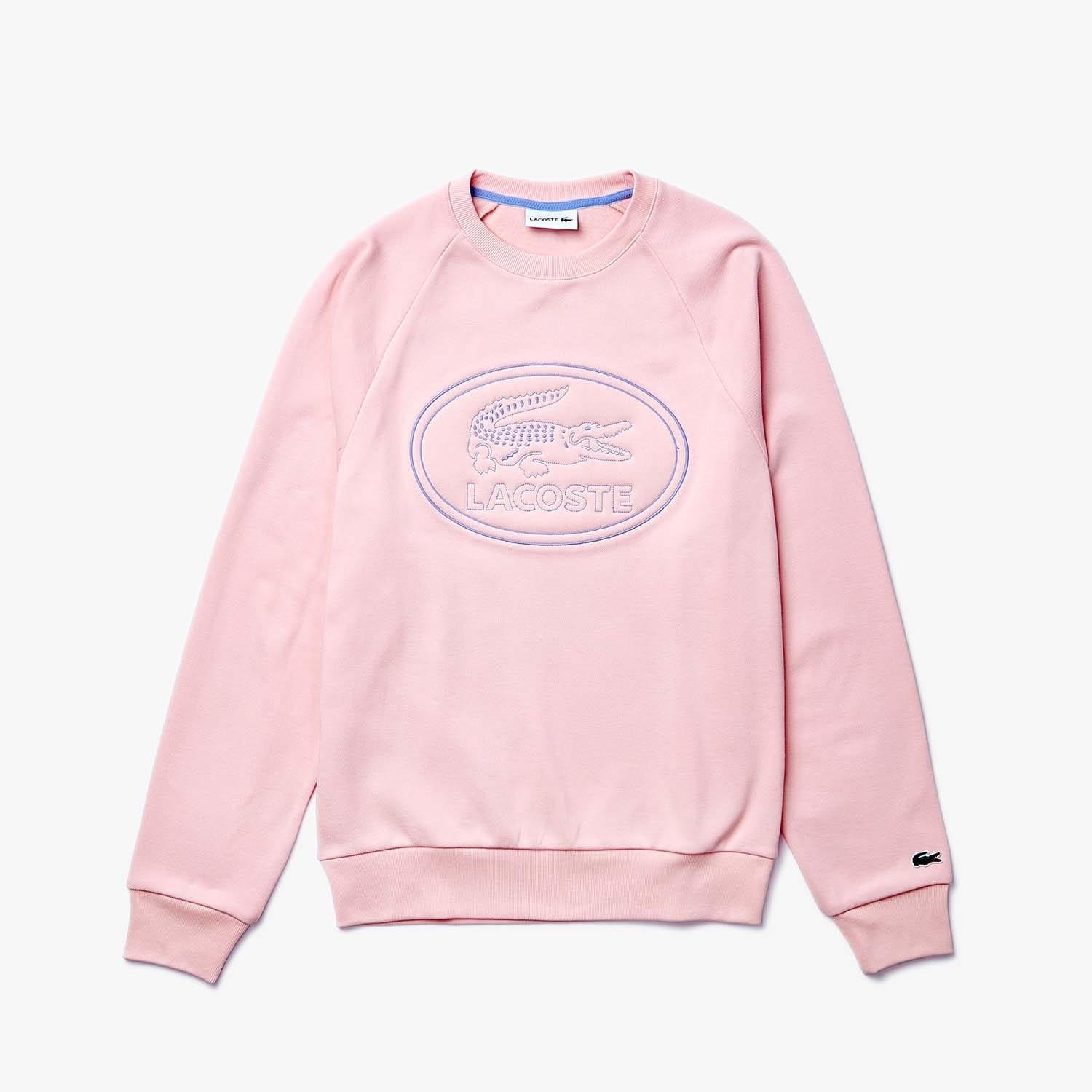 Pink - Lacoste - Crew Neck Embroidered Sweatshirt - 3