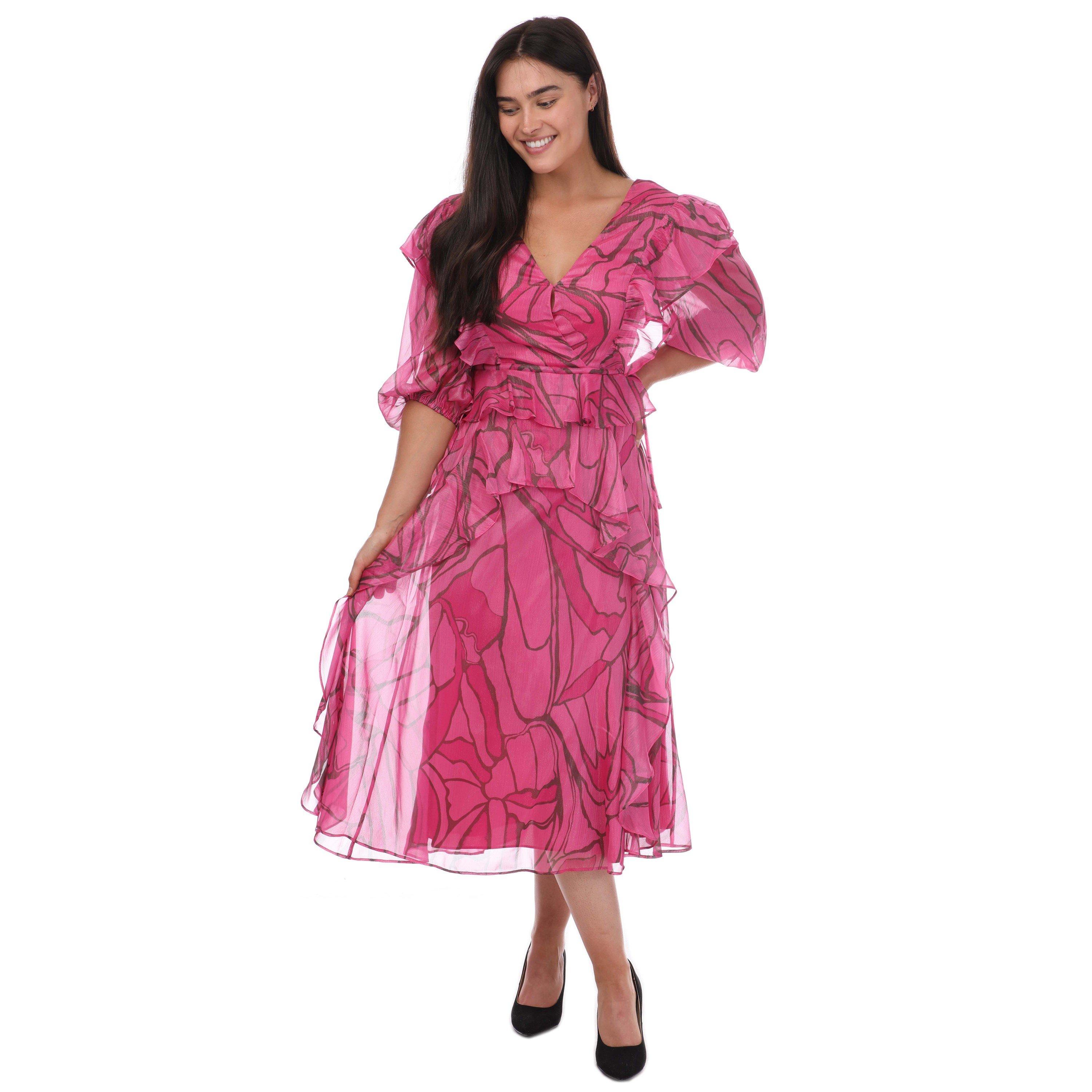 Pink - Ted Baker - Victoir Ruffled Print Pinafore Dress - 1