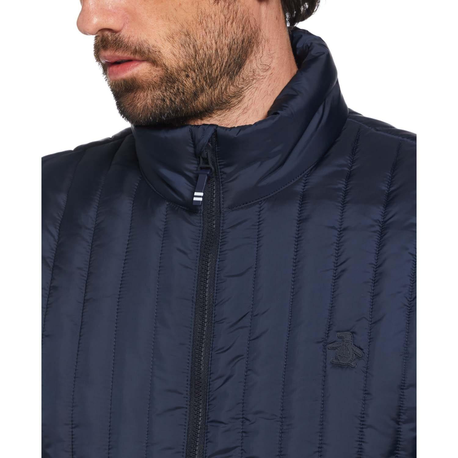 Navy - Original Penguin - Vertical Quilted Gilet - 4