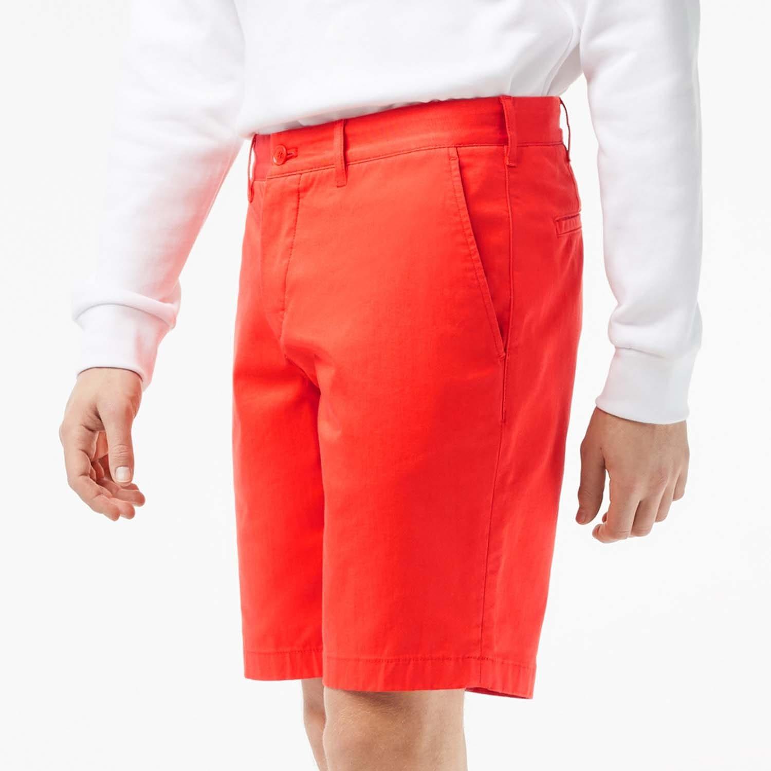 Orange - Lacoste - Slim Fit Stretch Cotton Bermuda Shorts - 1