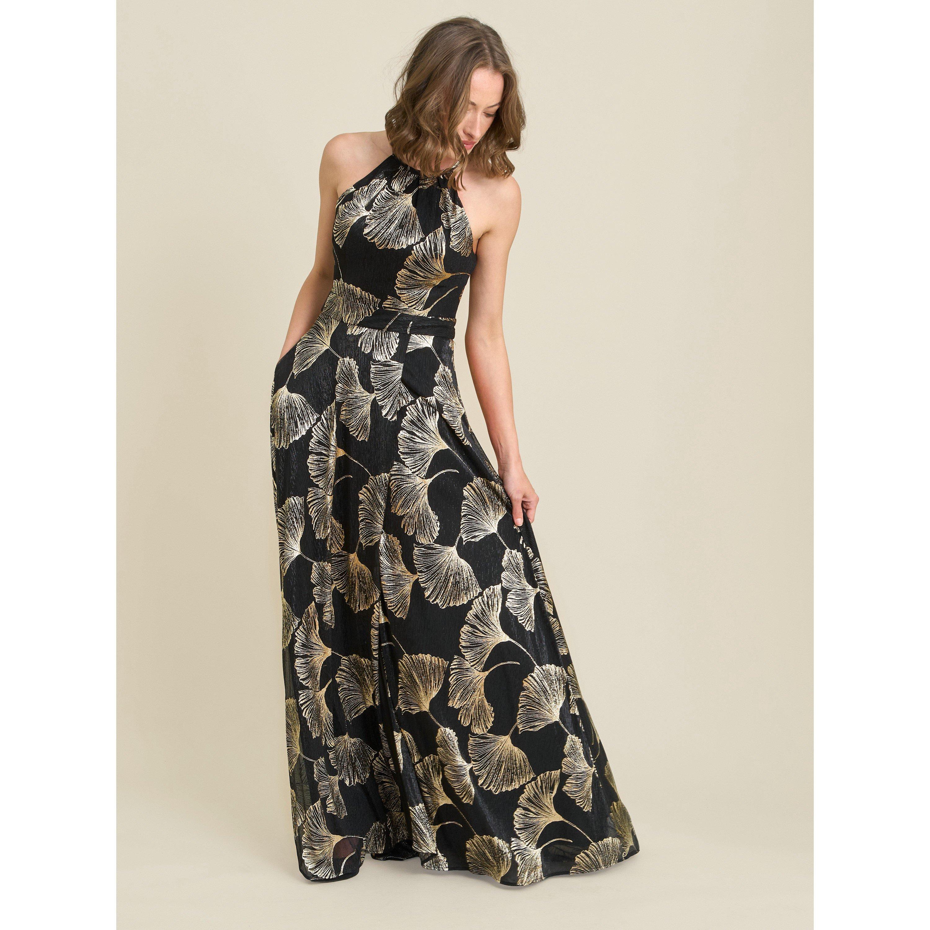 Black / Gold - Gina Bacconi - Turner Halter Neck Maxi Dress - 1