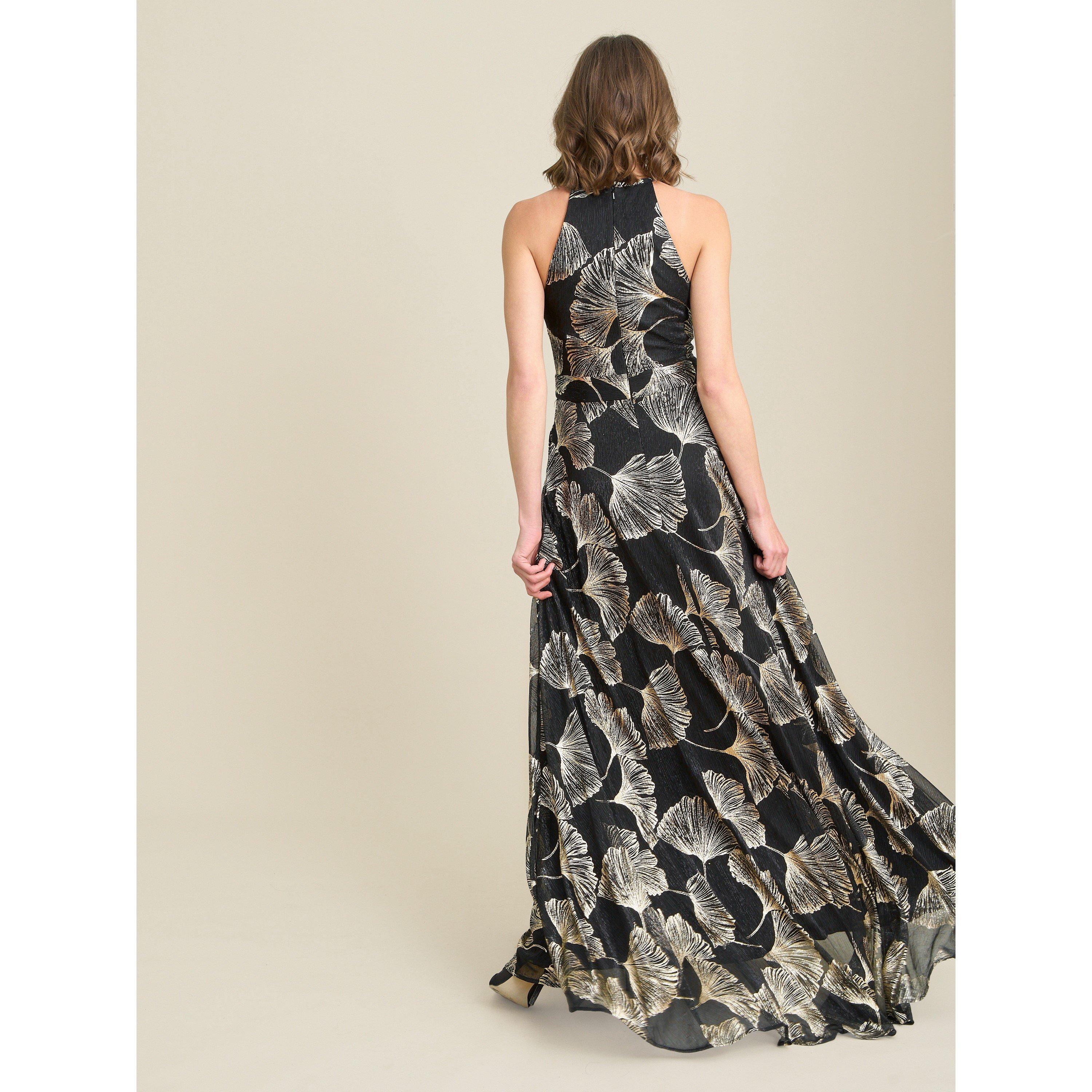 Black / Gold - Gina Bacconi - Turner Halter Neck Maxi Dress - 2