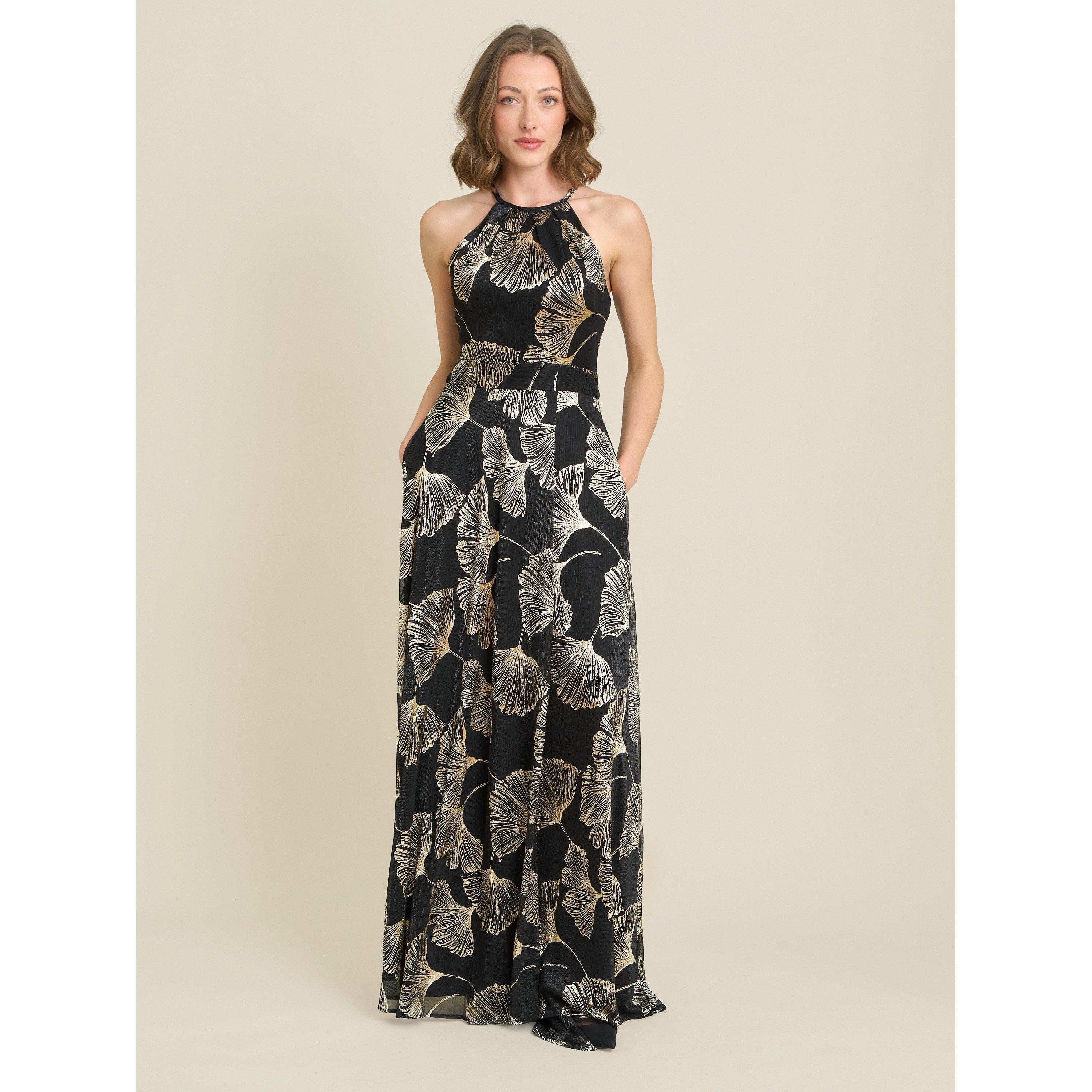 Black / Gold - Gina Bacconi - Turner Halter Neck Maxi Dress - 3