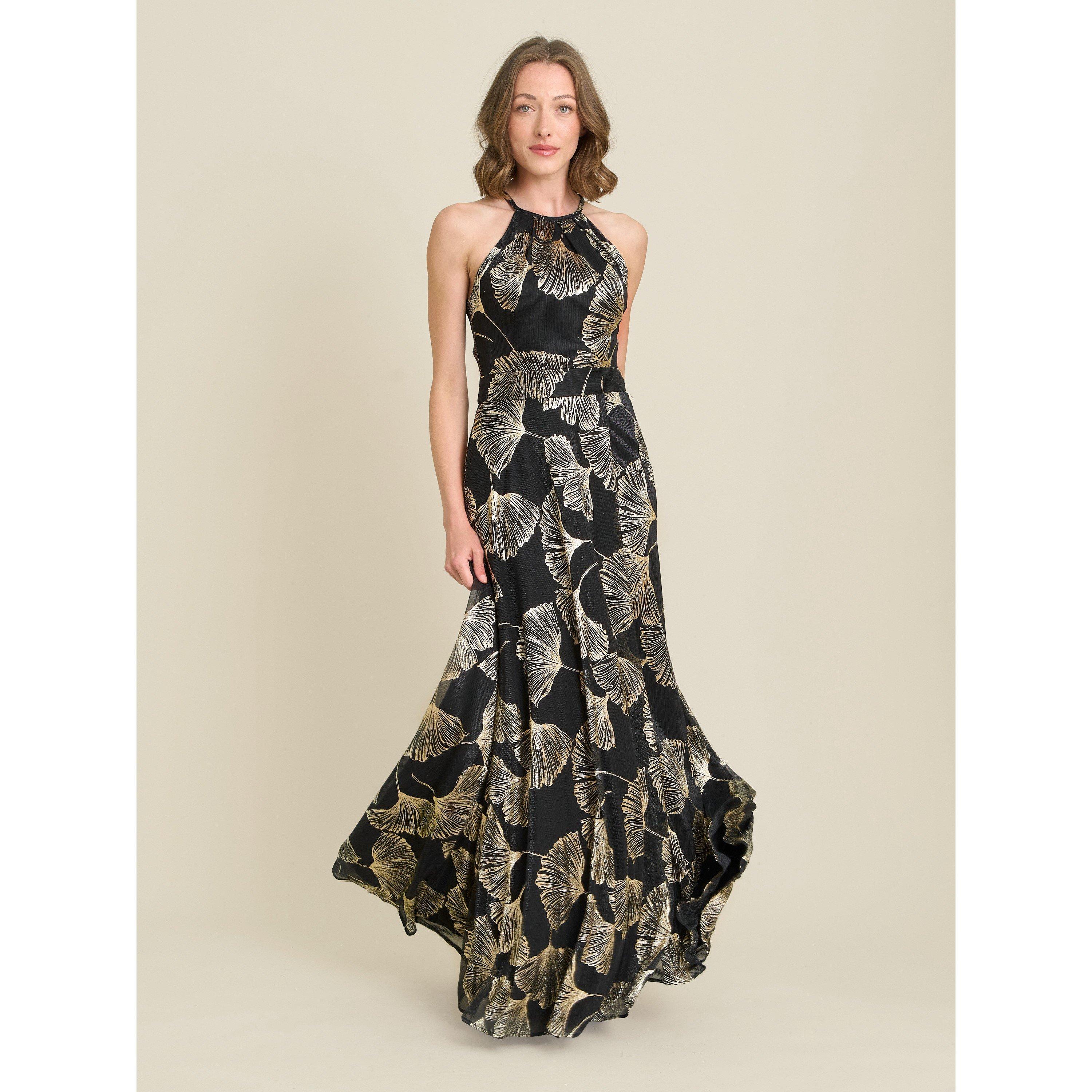 Black / Gold - Gina Bacconi - Turner Halter Neck Maxi Dress - 6