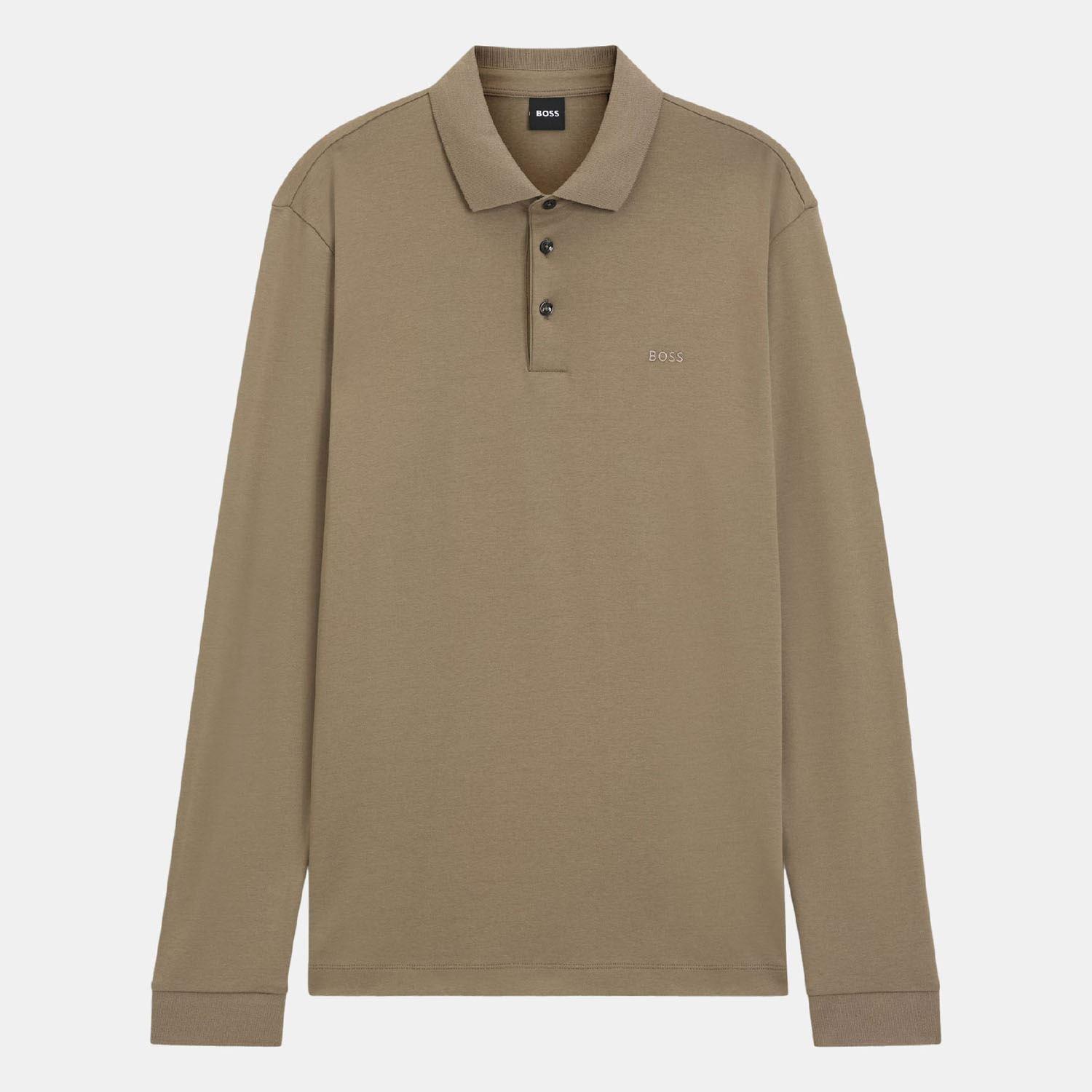 Brown - Boss - Pado 30 Long Sleeve Polo Shirt - 1