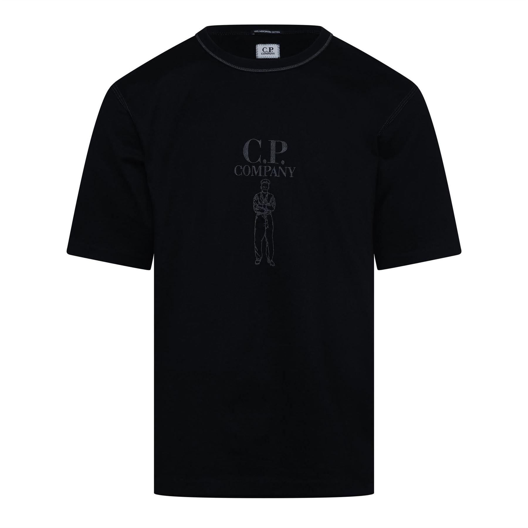Cp Company Men's 30/2 Jersey Twisted Logo T-Shirt - Black - XL