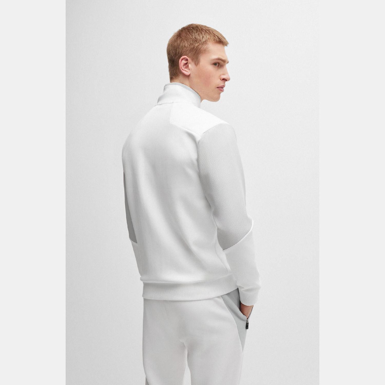 White - Boss - Skaz 1 Cotton Blend Zip Up Sweatshirt - 5