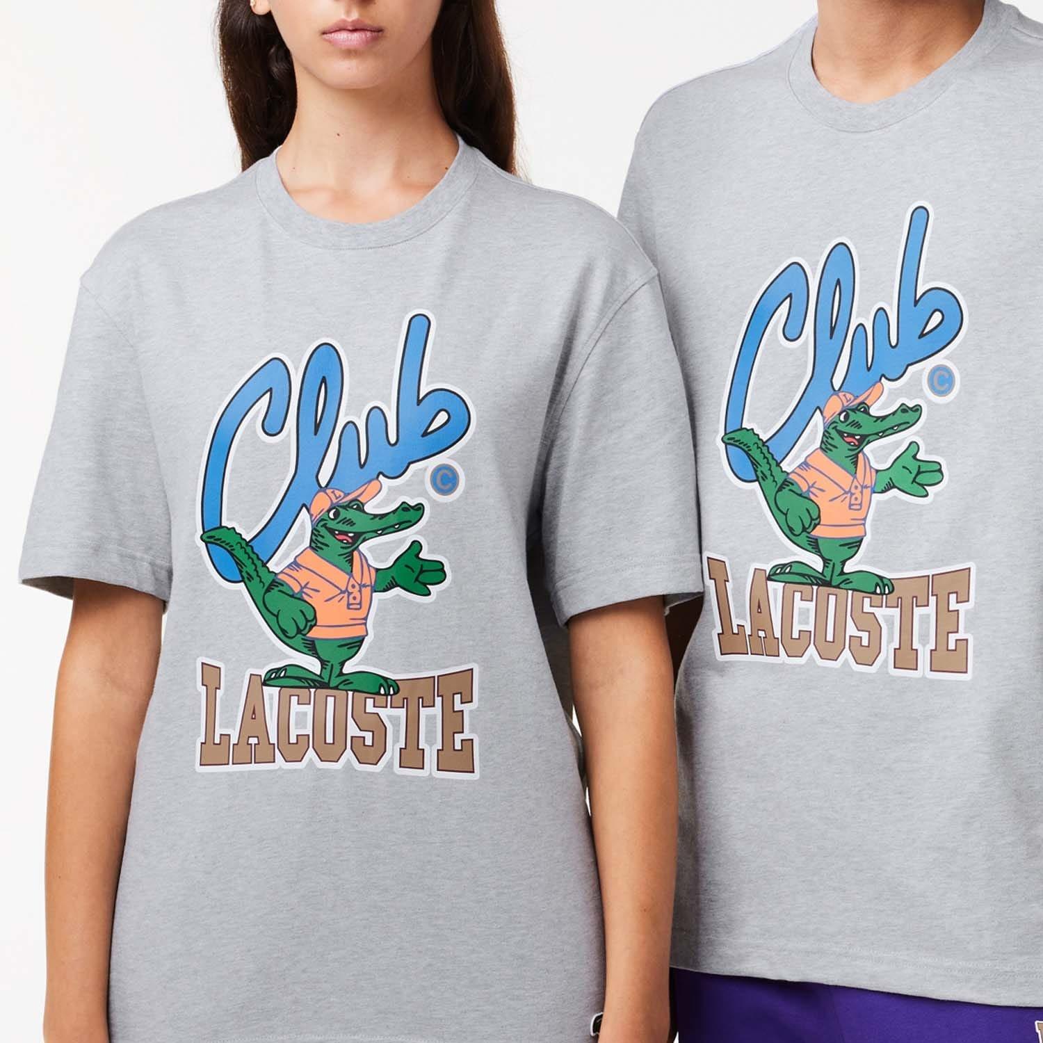 Grey - Lacoste - Relaxed Fit Signature Print T-Shirt - 3