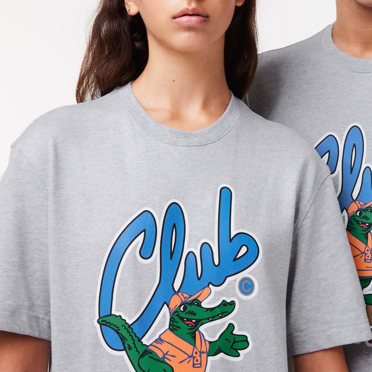 Grey - Lacoste - Relaxed Fit Signature Print T-Shirt - 4