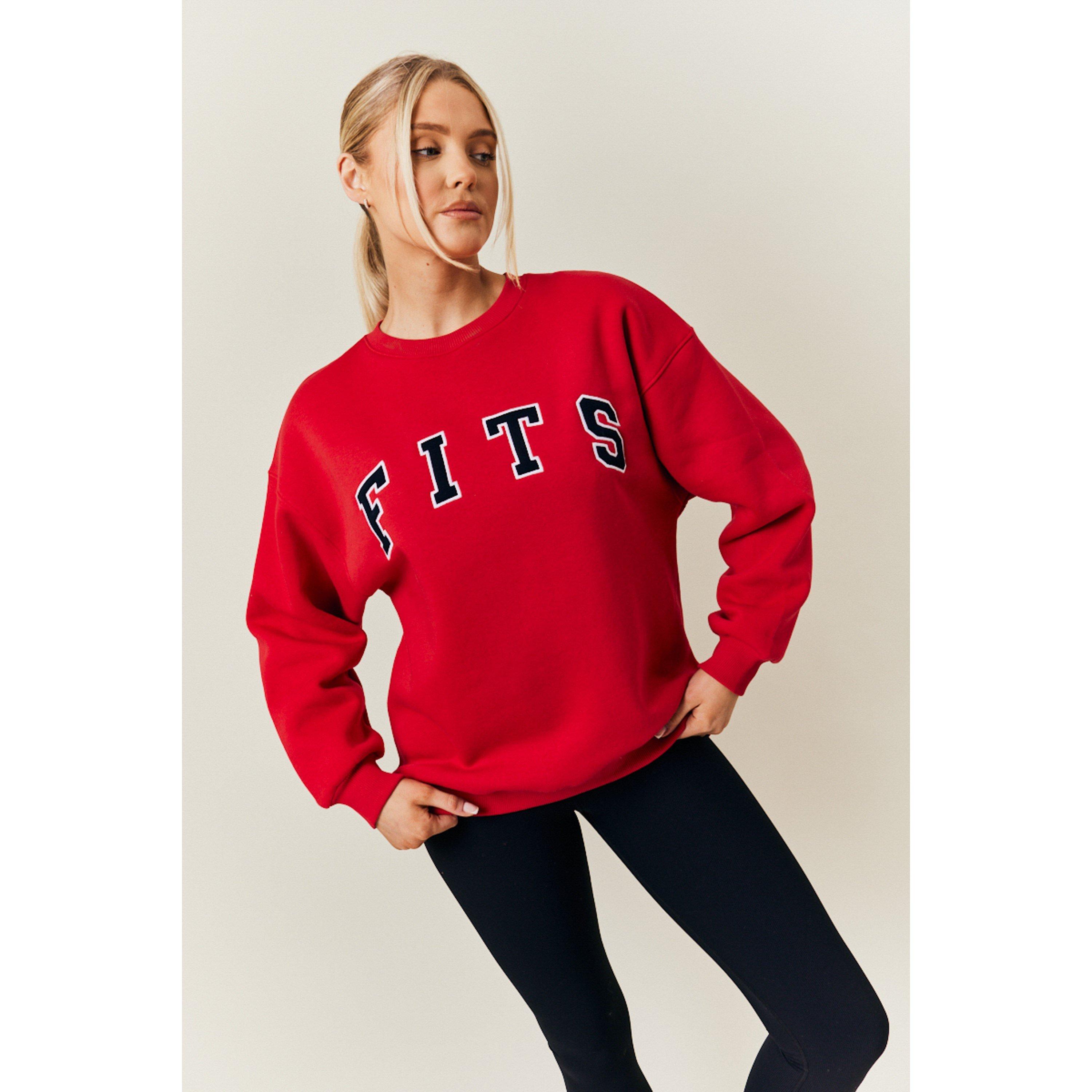 Red - fITS - Red Crew Neck Embroidered Sweater - 3