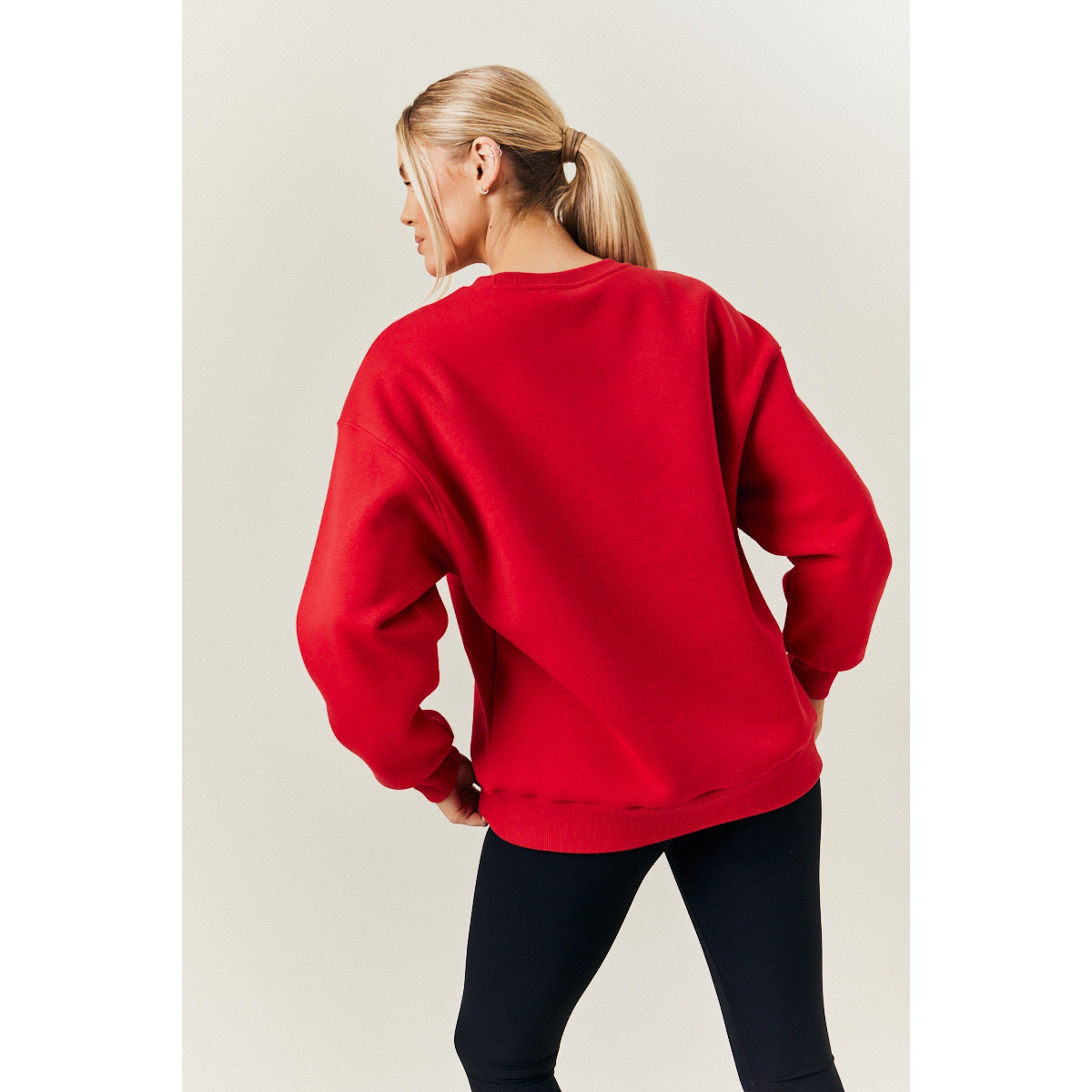 Red - fITS - Red Crew Neck Embroidered Sweater - 4