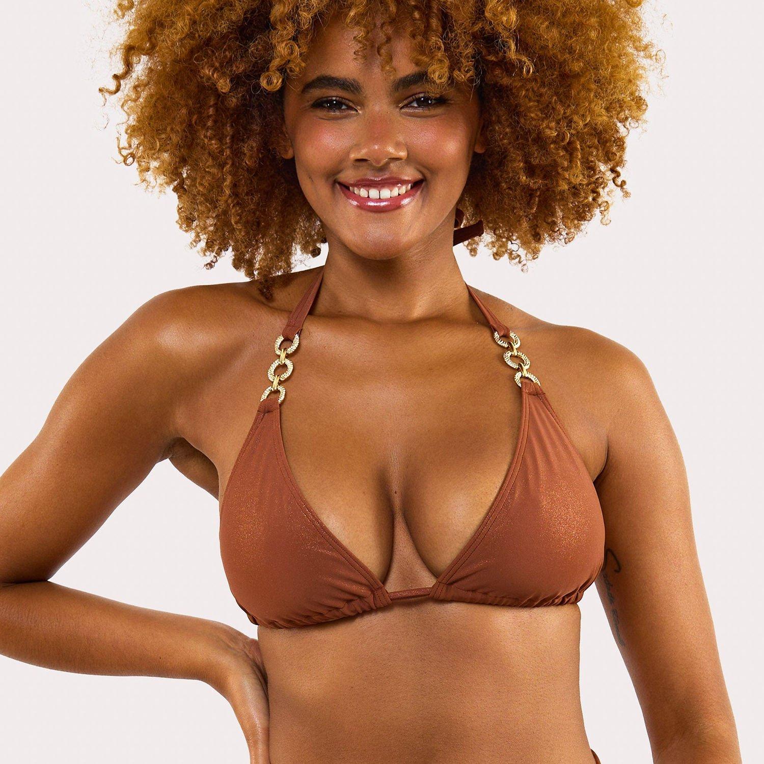 Bronze - Wolf and Whistle - Morgan Bronze Glitter Mix & Match Triangle Bikini - 1