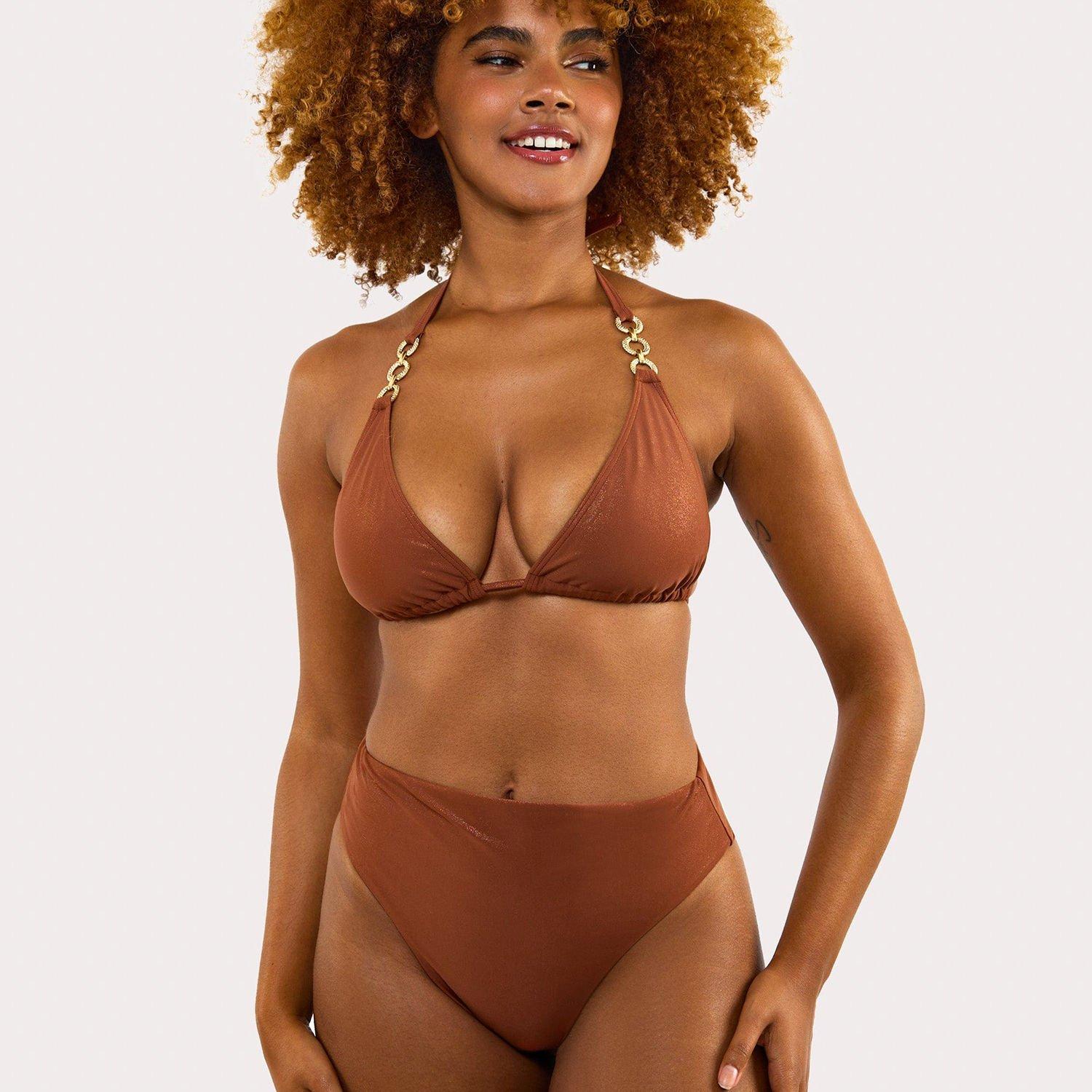 Bronze - Wolf and Whistle - Morgan Bronze Glitter Mix & Match Triangle Bikini - 3