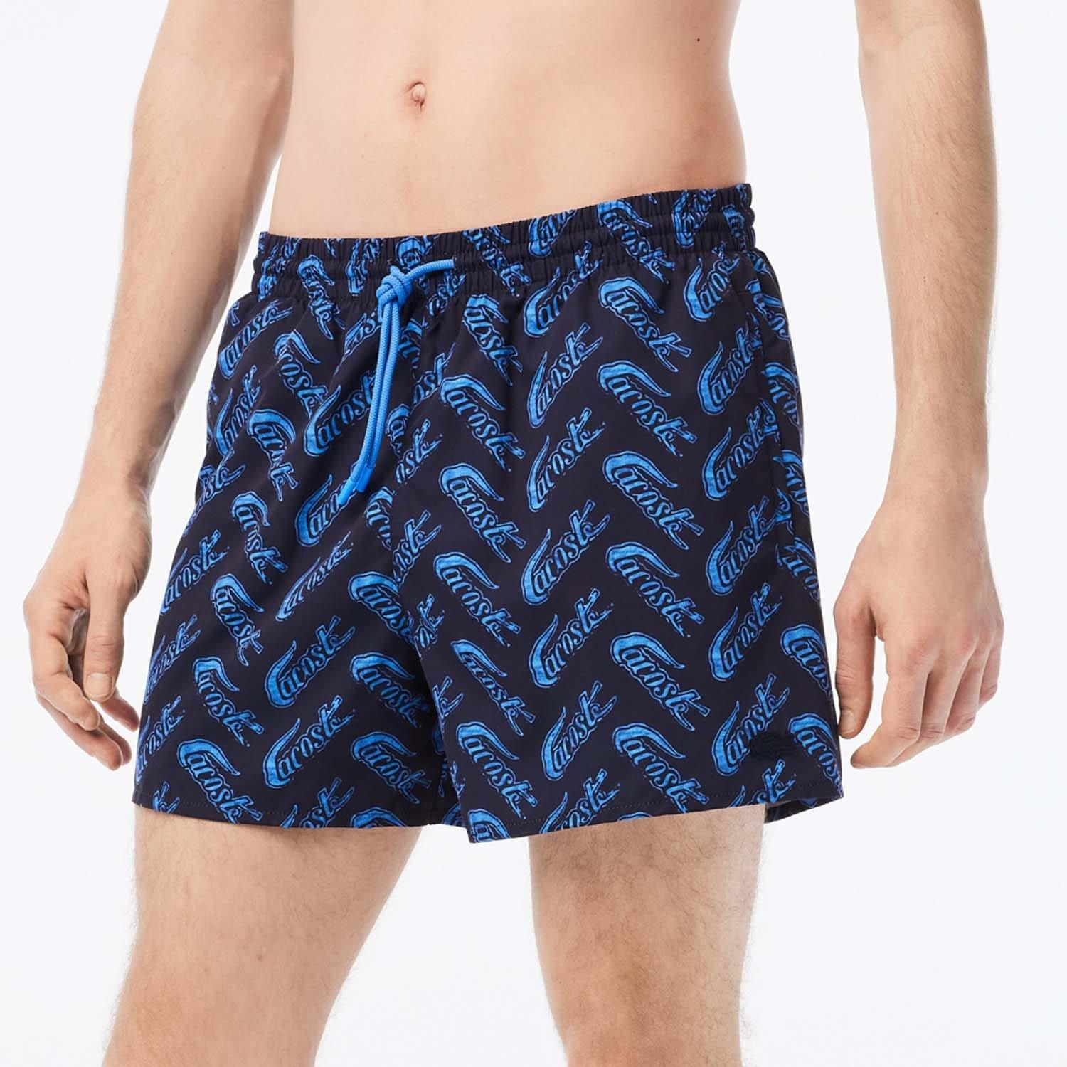 Blue - Lacoste - Logo Print Recycled Swim Shorts - 1