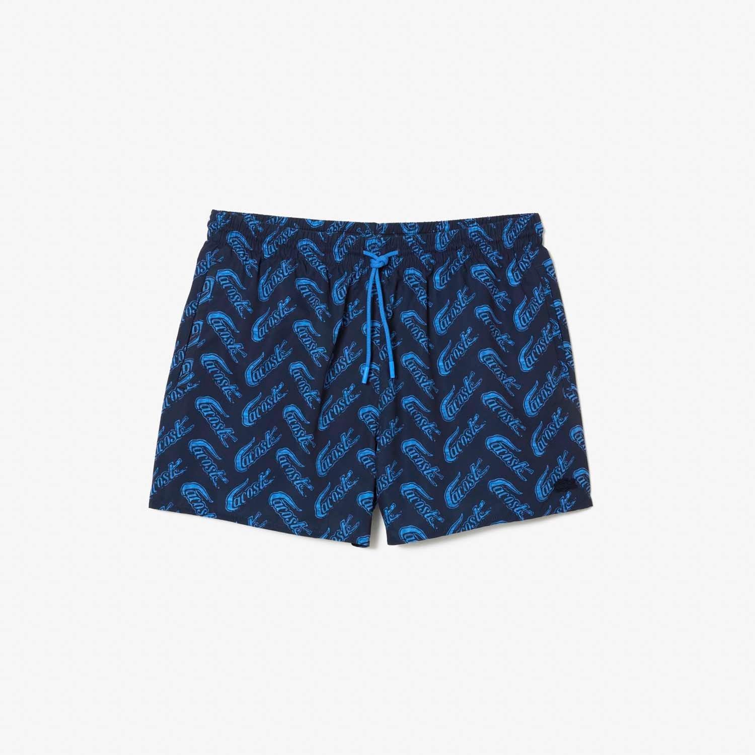 Blue - Lacoste - Logo Print Recycled Swim Shorts - 3