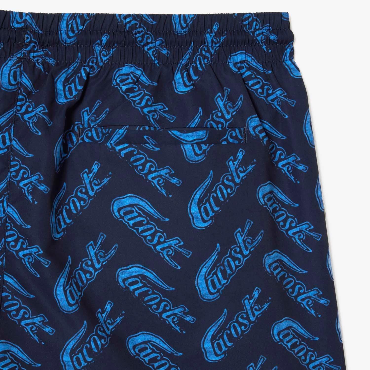 Blue - Lacoste - Logo Print Recycled Swim Shorts - 4