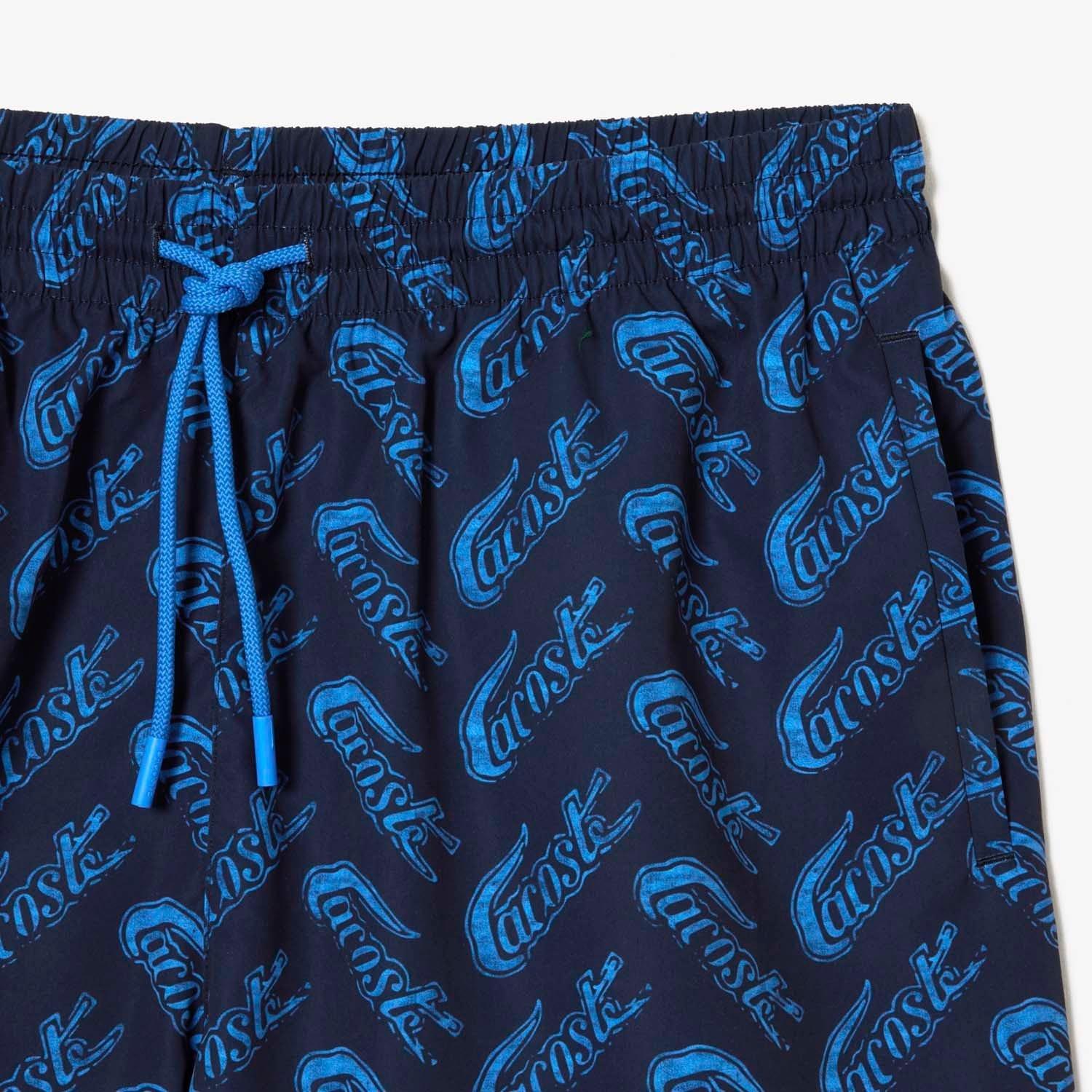 Blue - Lacoste - Logo Print Recycled Swim Shorts - 5